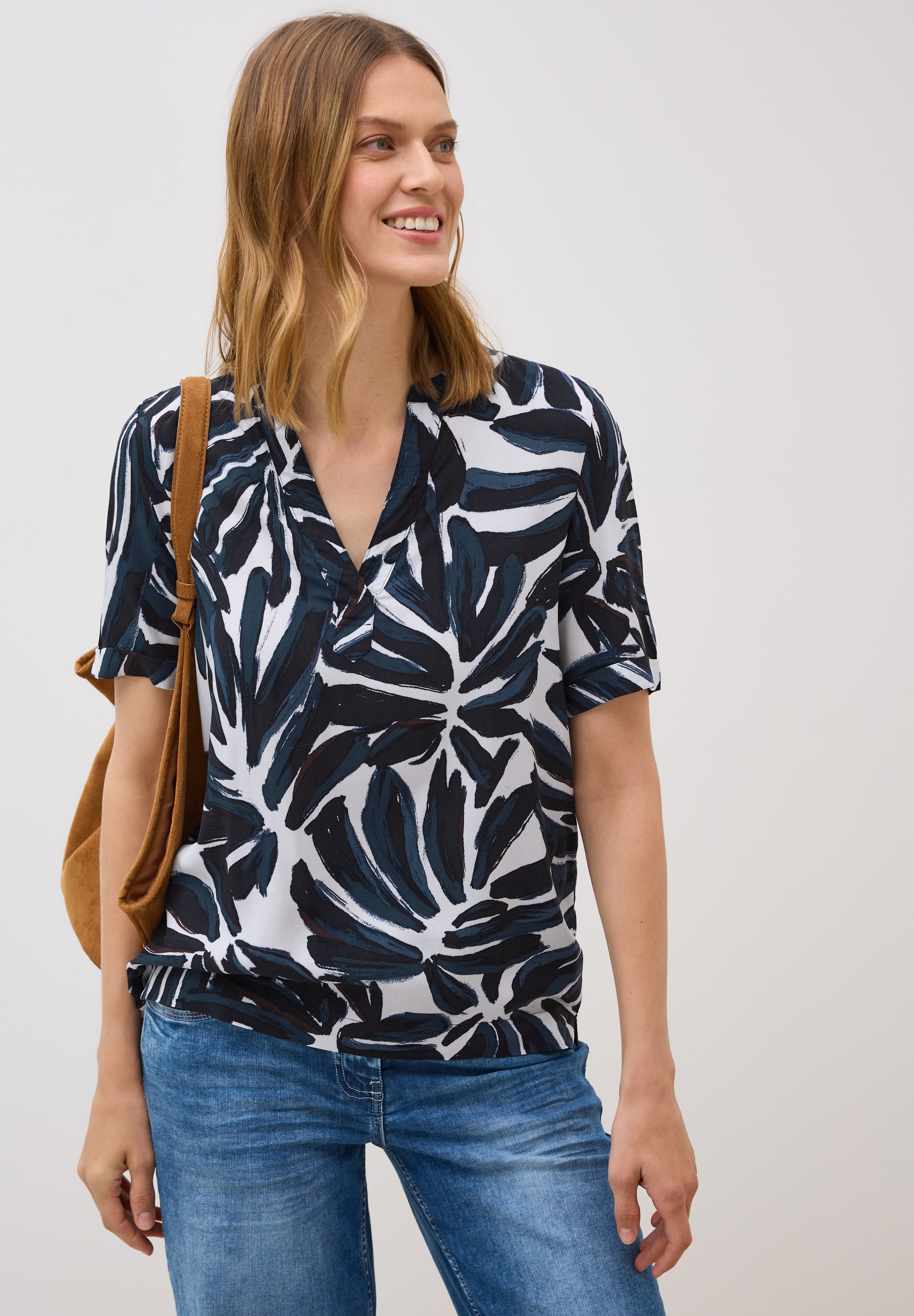 Cecil Shirtbluse, Split Neck Tunika mit floralem Muster günstig online kaufen