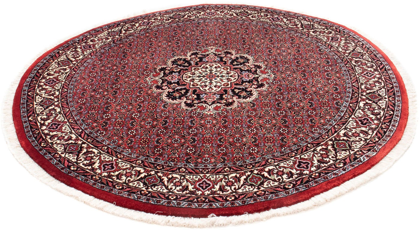 morgenland Orientteppich "Perser - Bidjar rund - 150 x 150 cm - dunkelrot", rund, 15 mm Höhe, Wohnzimmer, Handgeknüpft, 