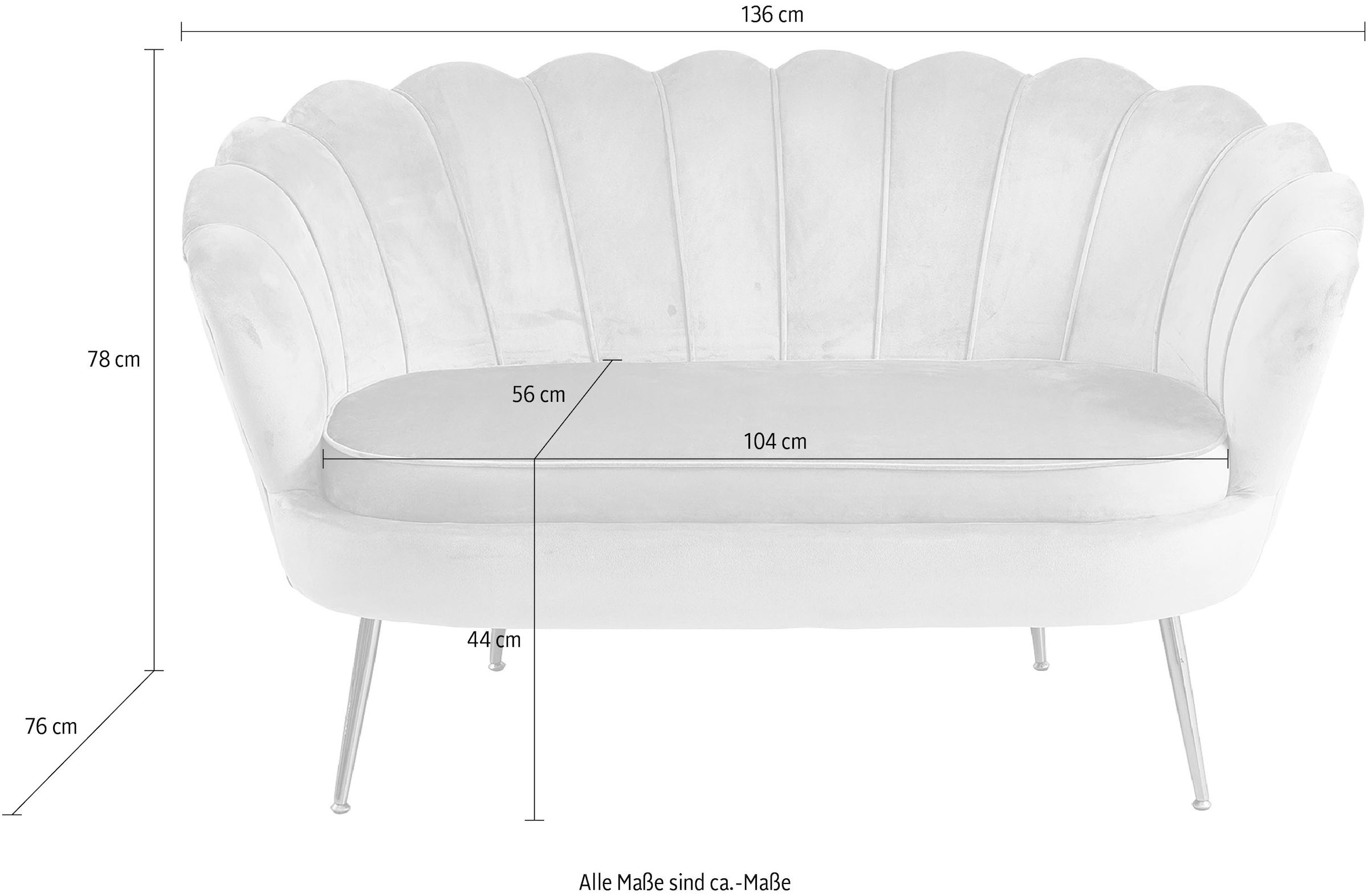 extravagantes 136 cm bestellen Muscheldesign, 2-Sitzer SalesFever BAUR | Breite »Clam«,