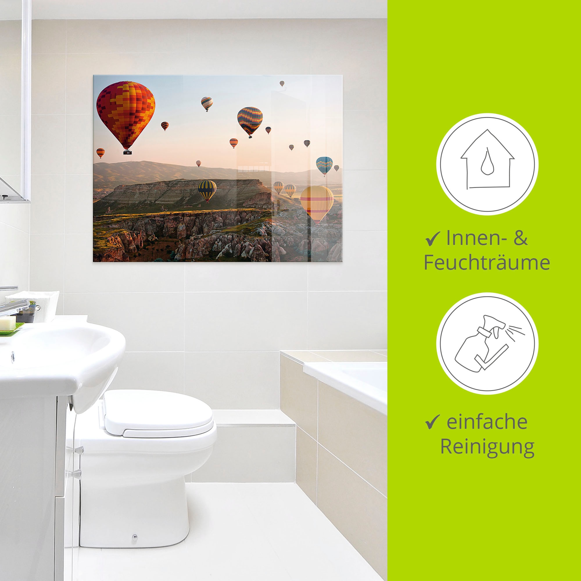 Artland Glasbild »Kappadokien Ballonfahrt«, Ballonfahren, (1 St.), in verschiedenen Größen