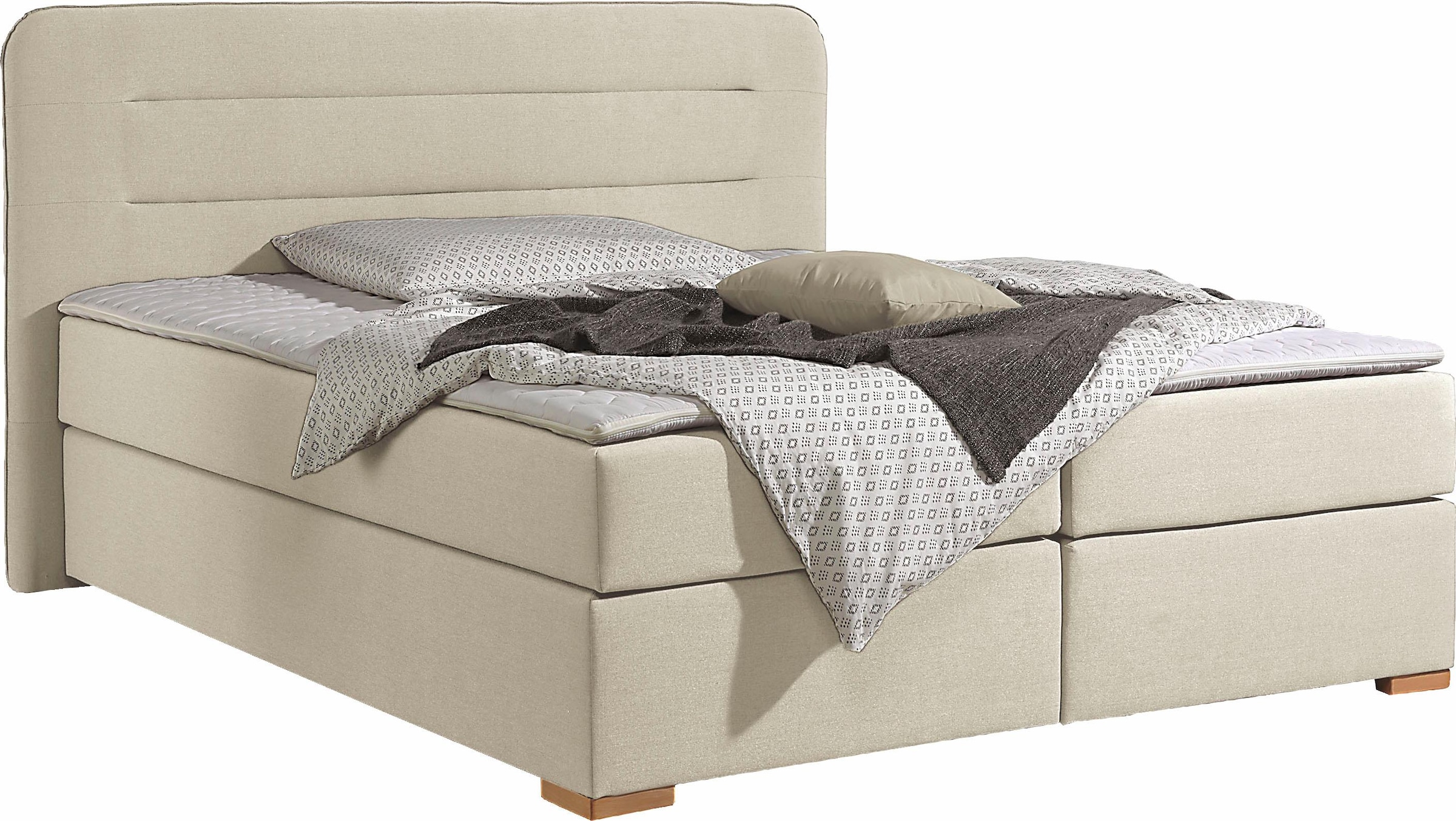 Home affaire Boxspringbett »Manchester«, 5 Breiten, 3 Ausführungen, 2 Härtegraden, Topper, Steppung