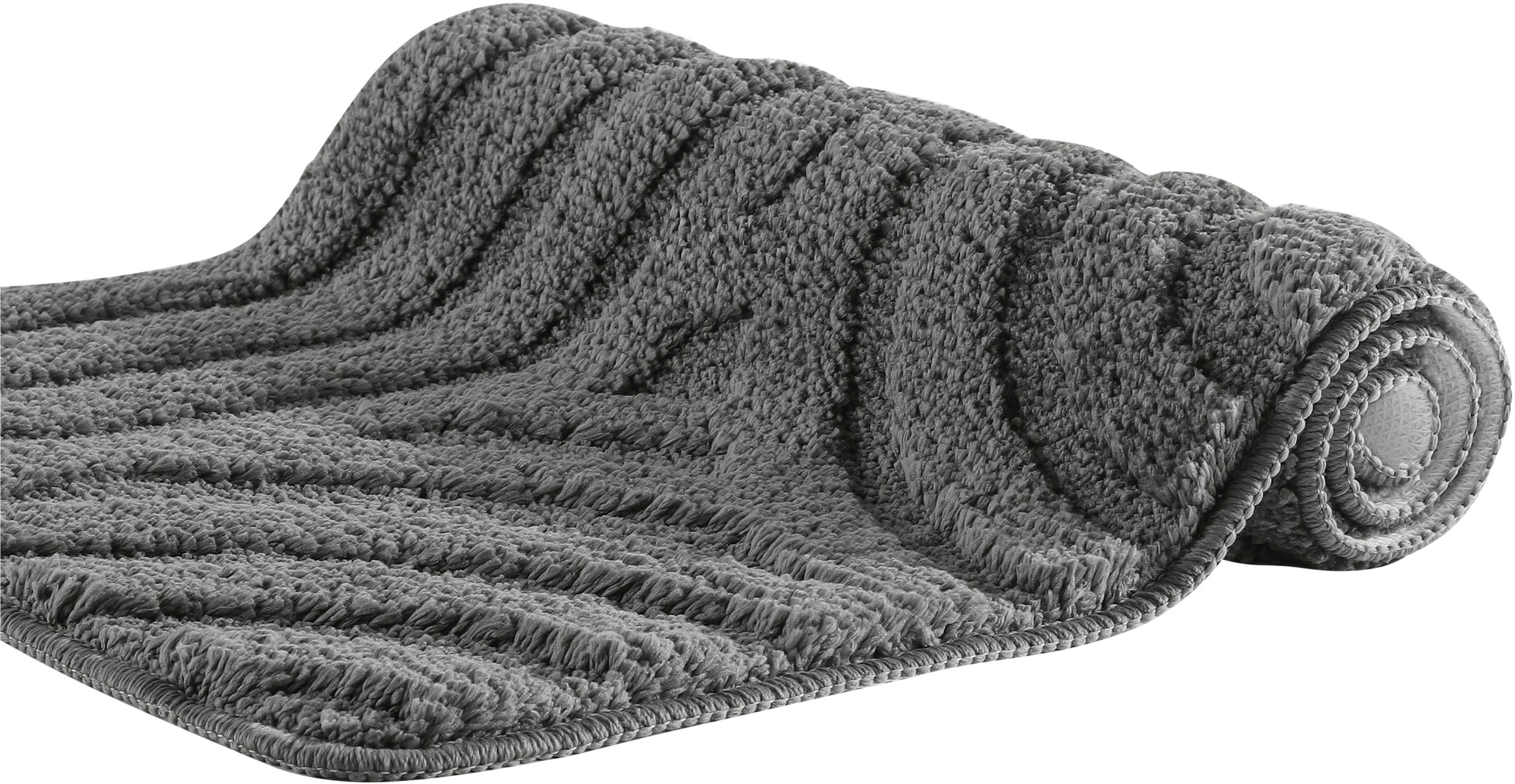 my home Badematte »Sanremo Scandi, Badvorleger, Badezimmer Teppich, Duschvorleger«, rutschhemmend beschichtet, strapazierfähig, Badteppich, Uni Farben, Hoch-Tief-Effekt, modernes Muster, Boho
