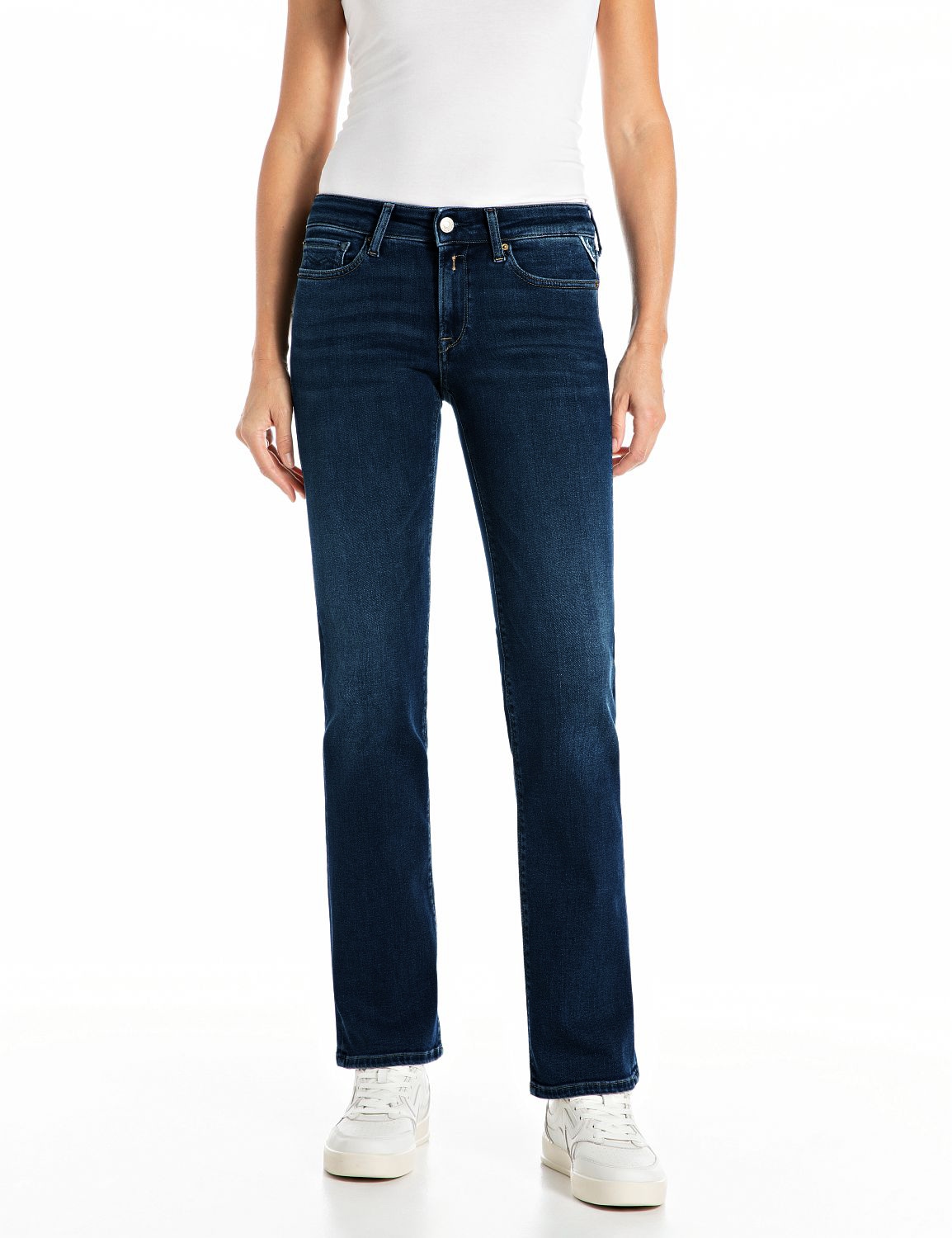 Replay Bootcut-Jeans "NEW LUZ" mit gesticktem R an der Gesäßtasche
