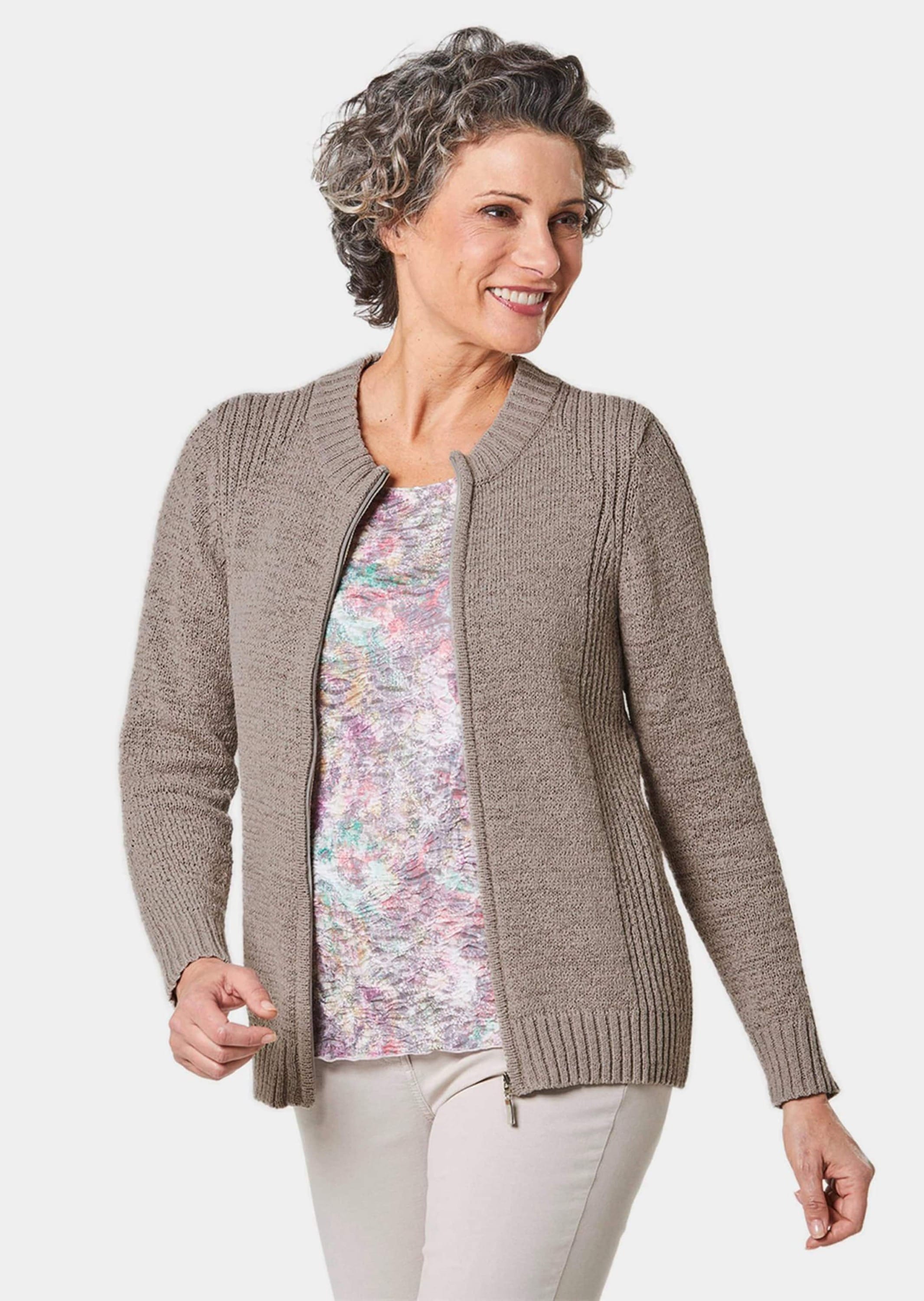 GOLDNER Strickjacke »Strickjacke Strickjacke aus Bändchengarn in schöner Melange-Optik«
