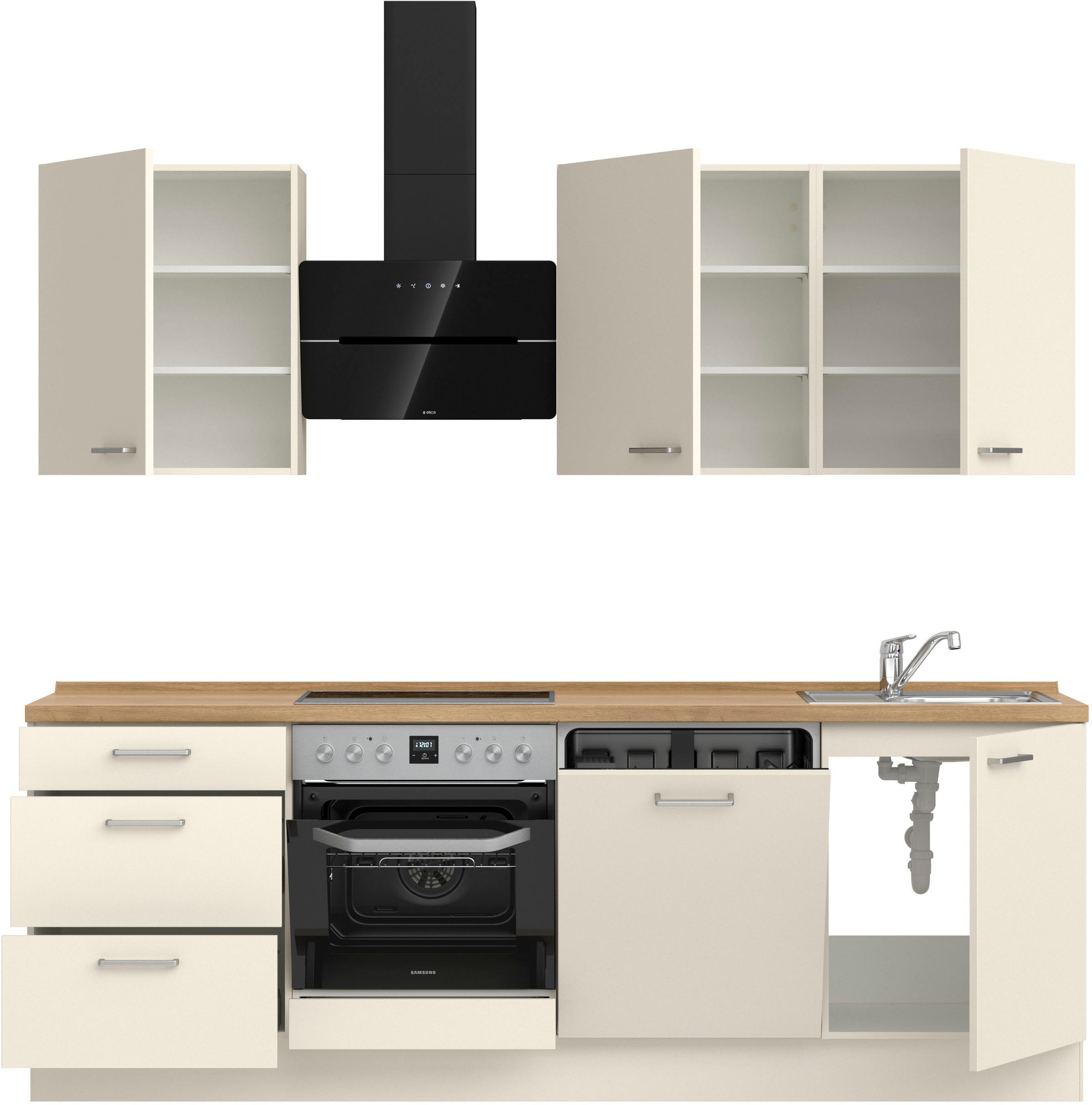 nobilia® Küchenzeile »"Touch II"«, vormontiert, Ausrichtung wählbar, Breite 240 cm, wahlw. mit E-Geräten