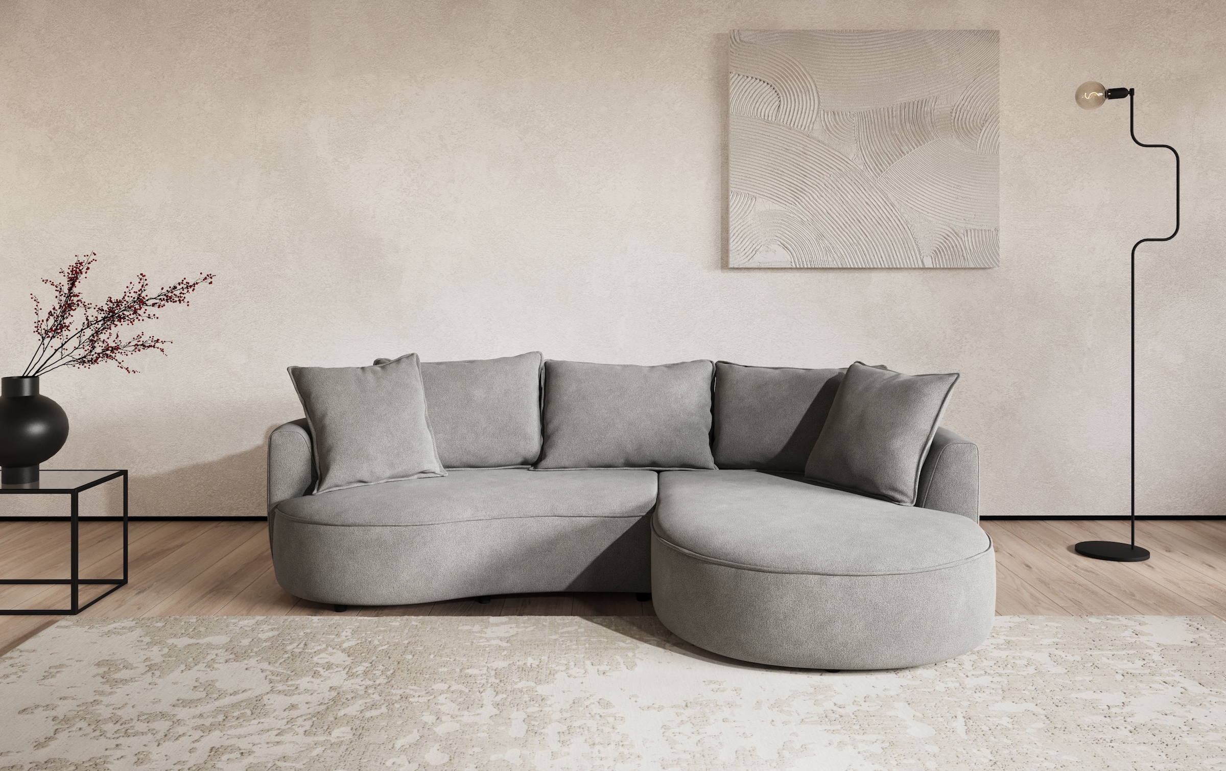 OTTO home Ecksofa "Sana L-Form, B: 260 cm, organische Form, Otto.Verlässliche Qualität" Loungesofa mit Wellenunterfederung