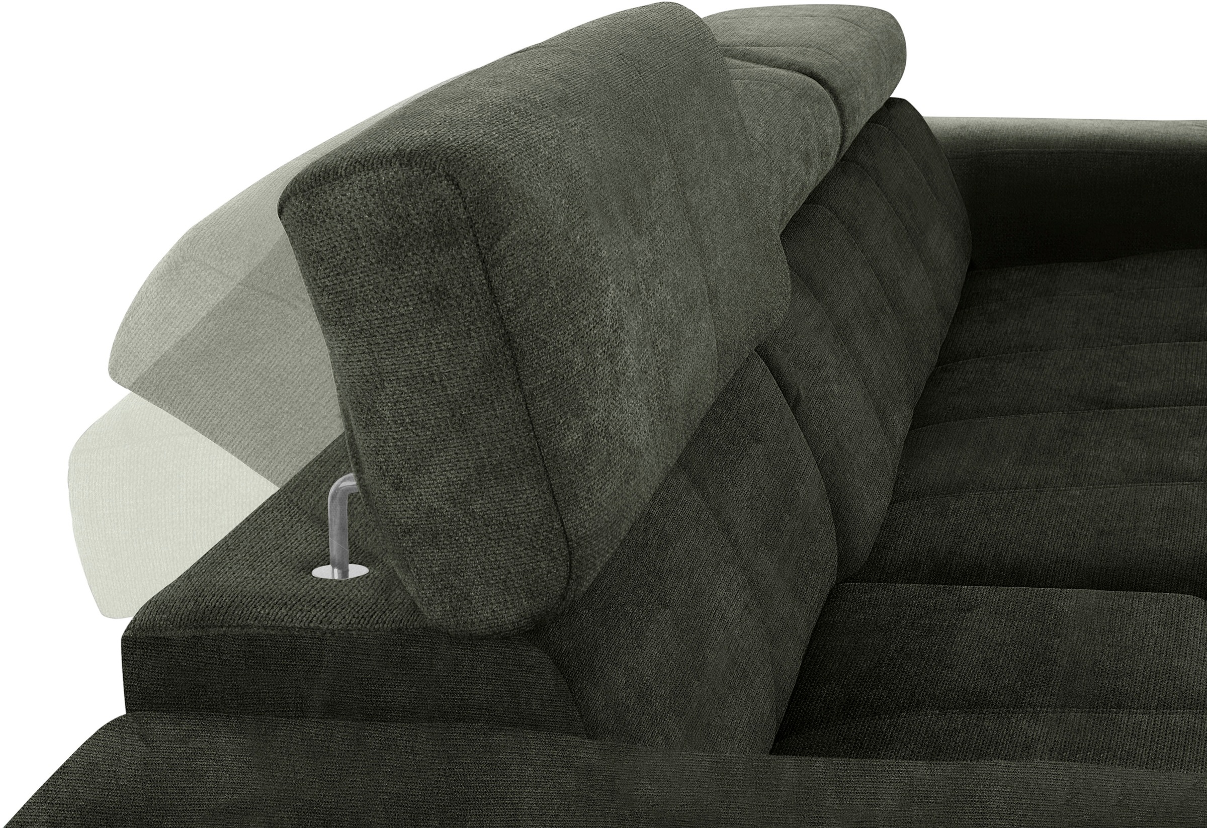 DOMO collection Ecksofa »Brandon Sitzbelastung 140 kg, große Ausführung, B/T/H: 289/177/80 cm«, mit Kopfteilverstellung, wahlweise Sitztiefenverstellung, L-Form