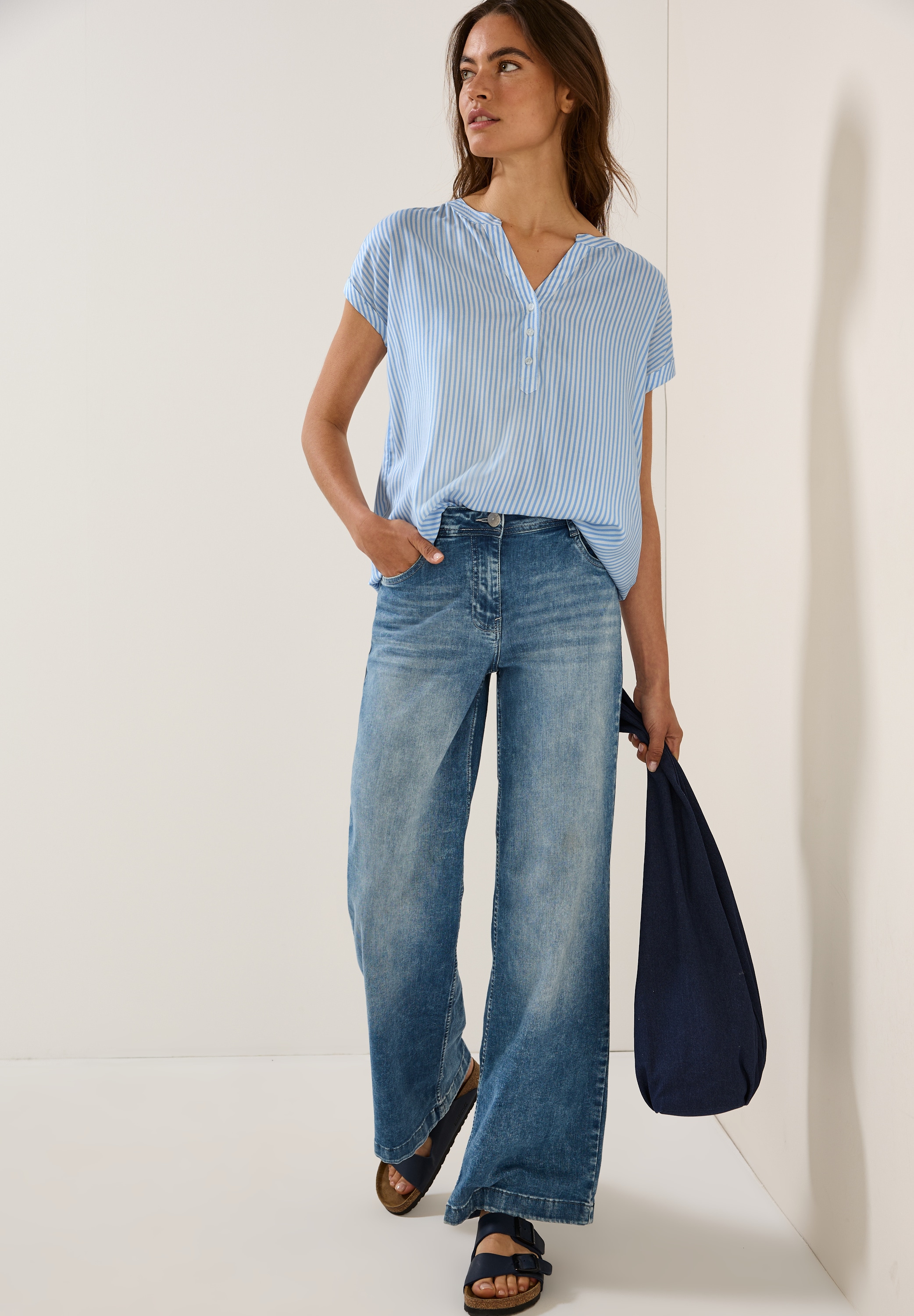 Cecil Kurzarmbluse, im Streifen-Look