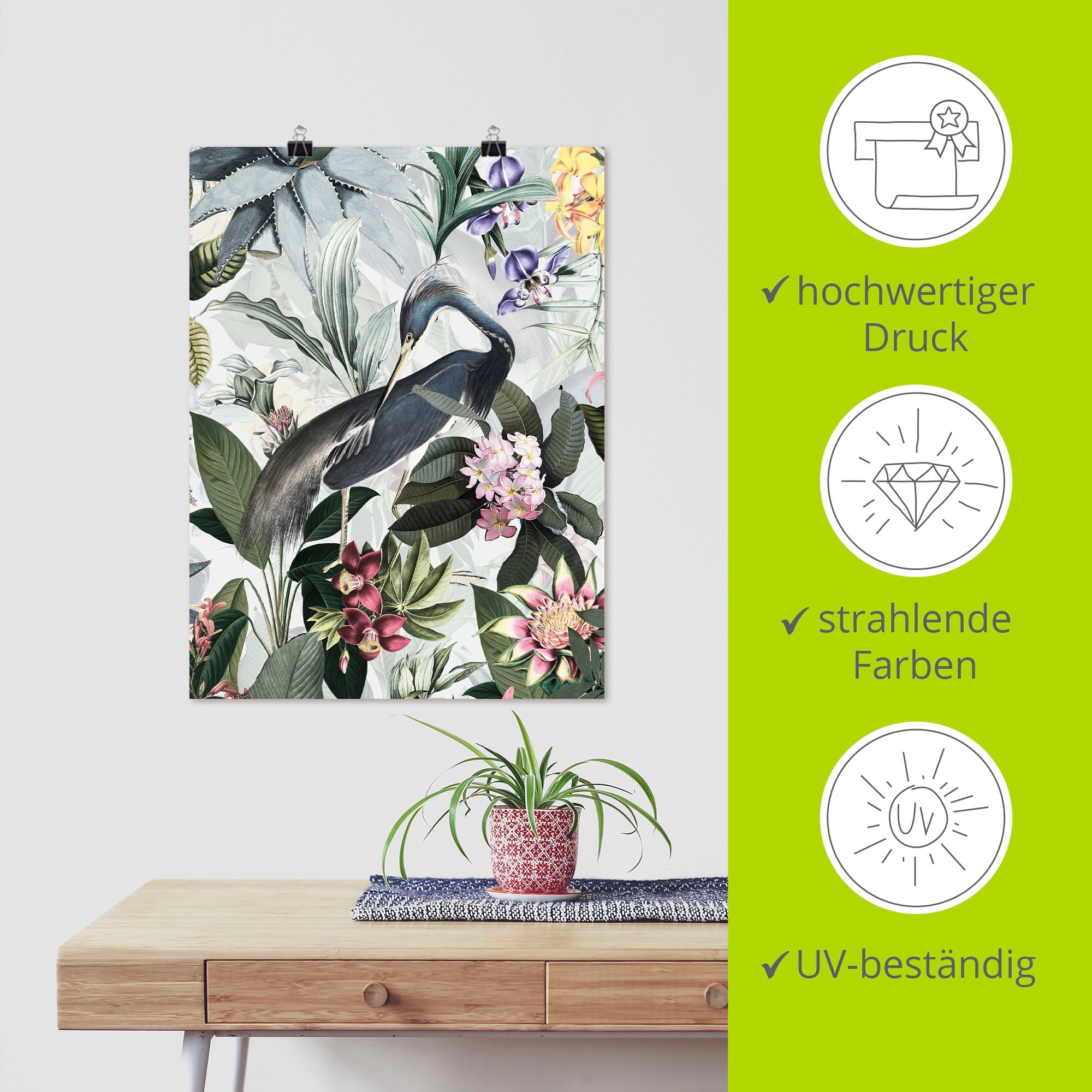 Artland Wandbild »Vintage Kranich« Vogelbilder 1 Stk. tlg. als Alubild, Outdoorbild, Leinwandbild, Poster in verschied. Größen