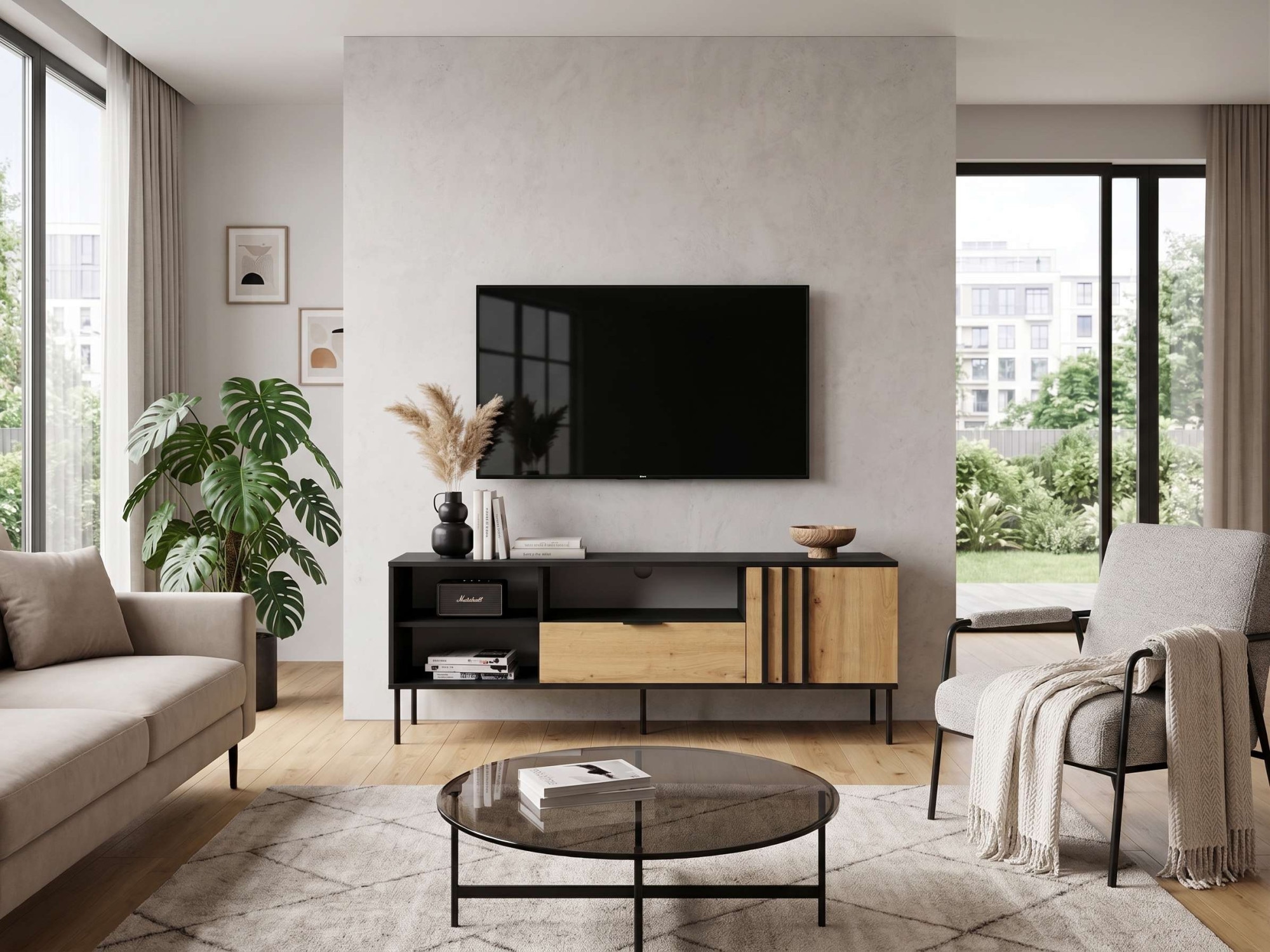   Lowboard »AELLOR TV-Schrank mit viel Stauraum, modernes Design« TV-Kommode mit Schublade, einem geschlossenen und 2 offenen Fächern