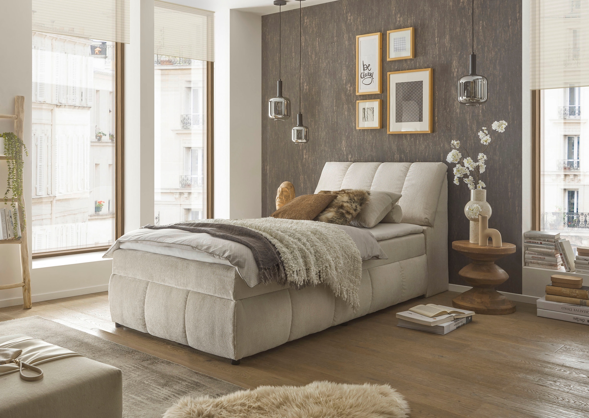ED EXCITING DESIGN Boxbett »Valencia«, inkl. Bettkasten und Stauraum im Kopfteil