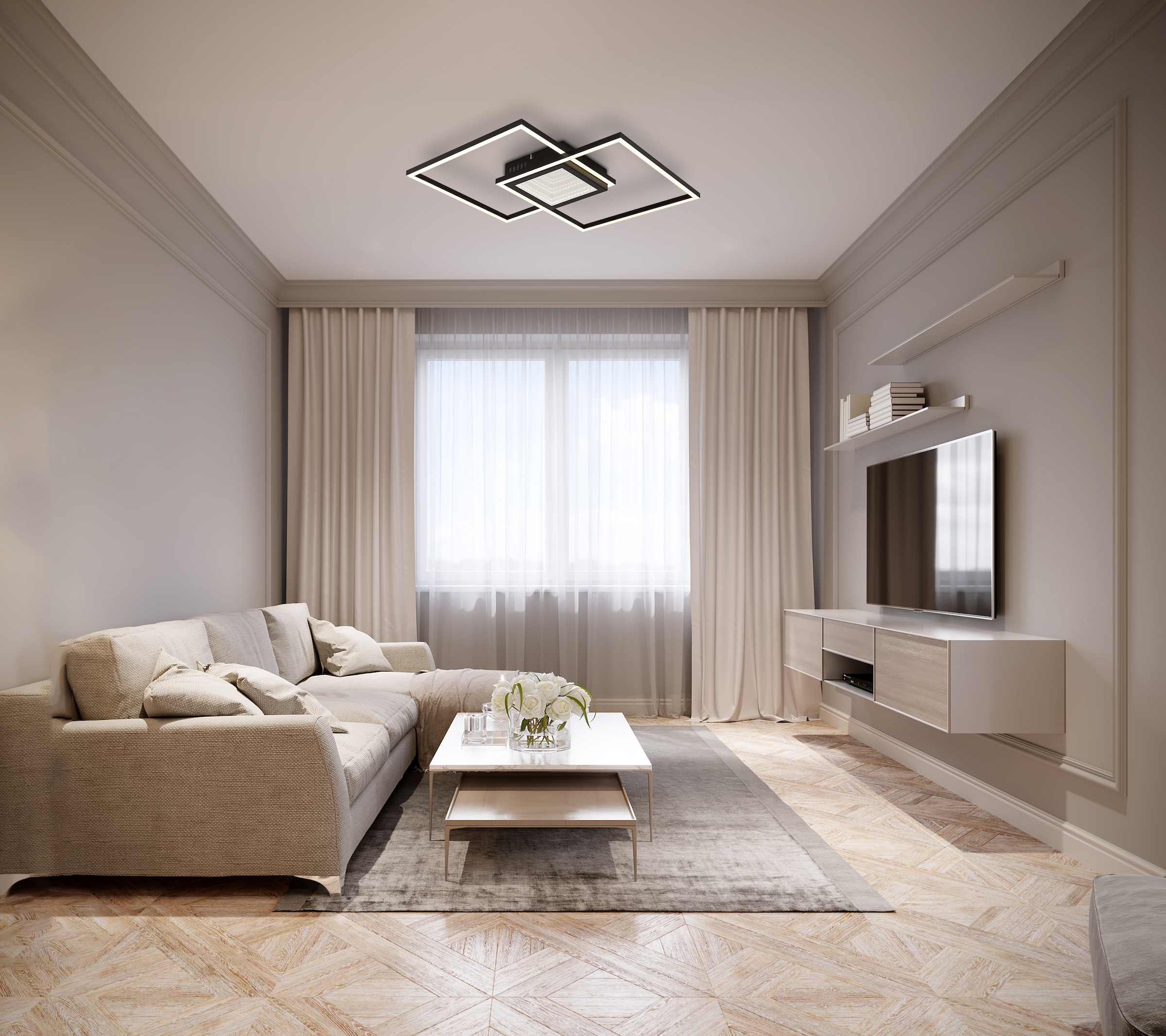 GLOBO LIGHTING LED Deckenleuchte »SAUNDERS«, Leuchtmittel LED-Modul | LED fest integriert, Deckenlampe/Wohnzimmer/Schlafzimmer/modern