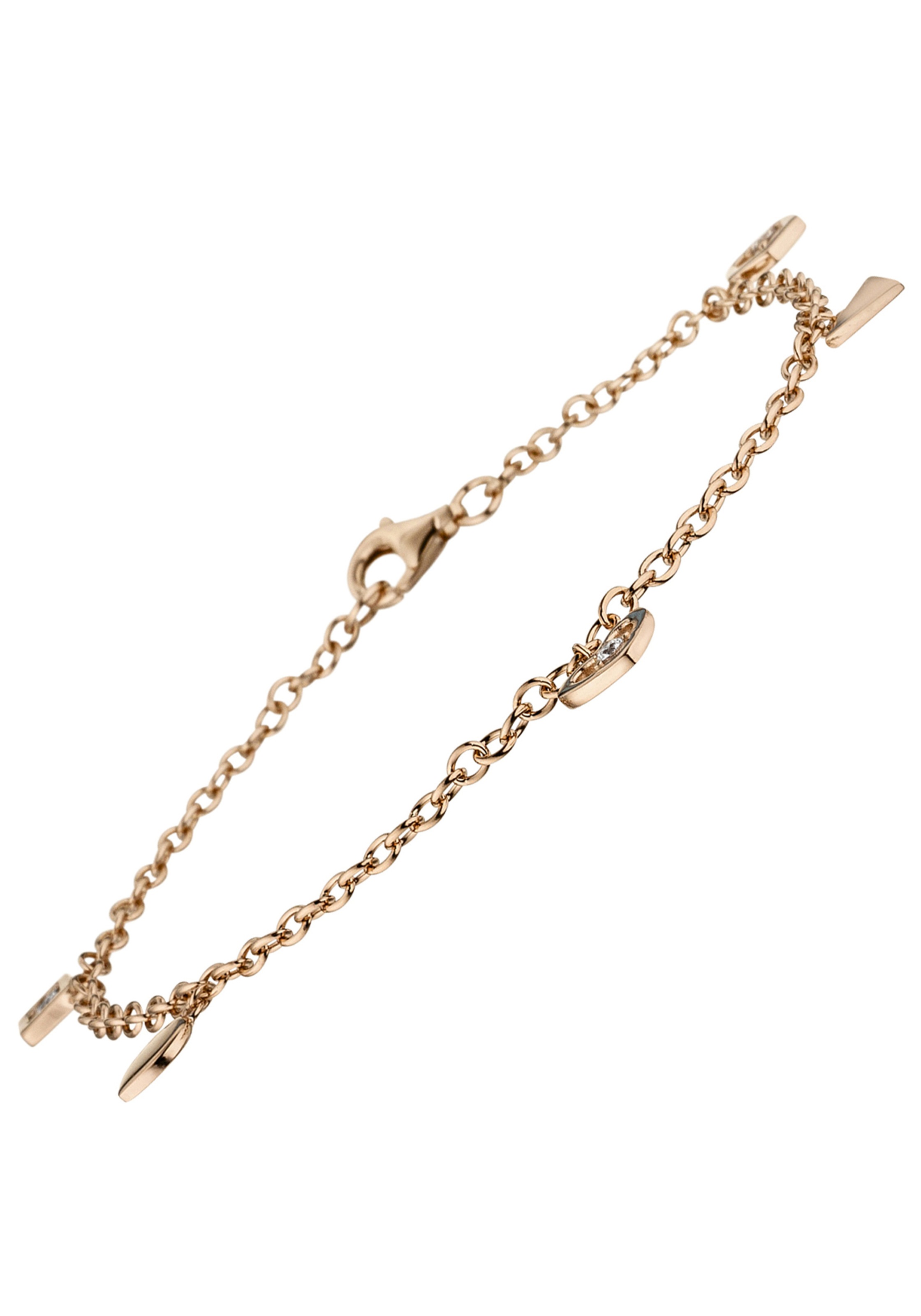 JOBO Armband, 925 Silber roségold vergoldet mit 3 Zirkonia