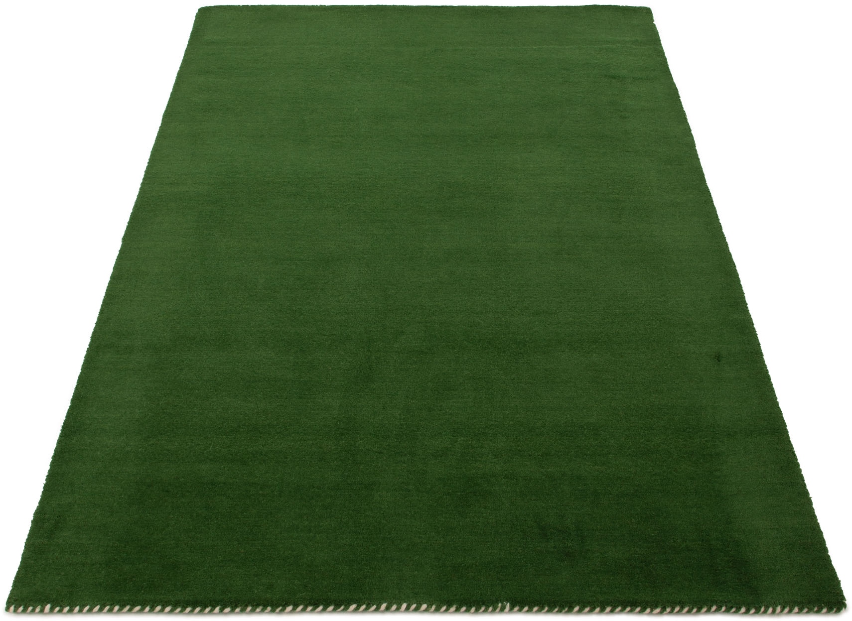 carpetfine Wollteppich »Gabbeh Lola Uni«, rechteckig, 14 mm Höhe, mit natürlichem Pflanzenmaterial von Hand gewebt, auch in Rund