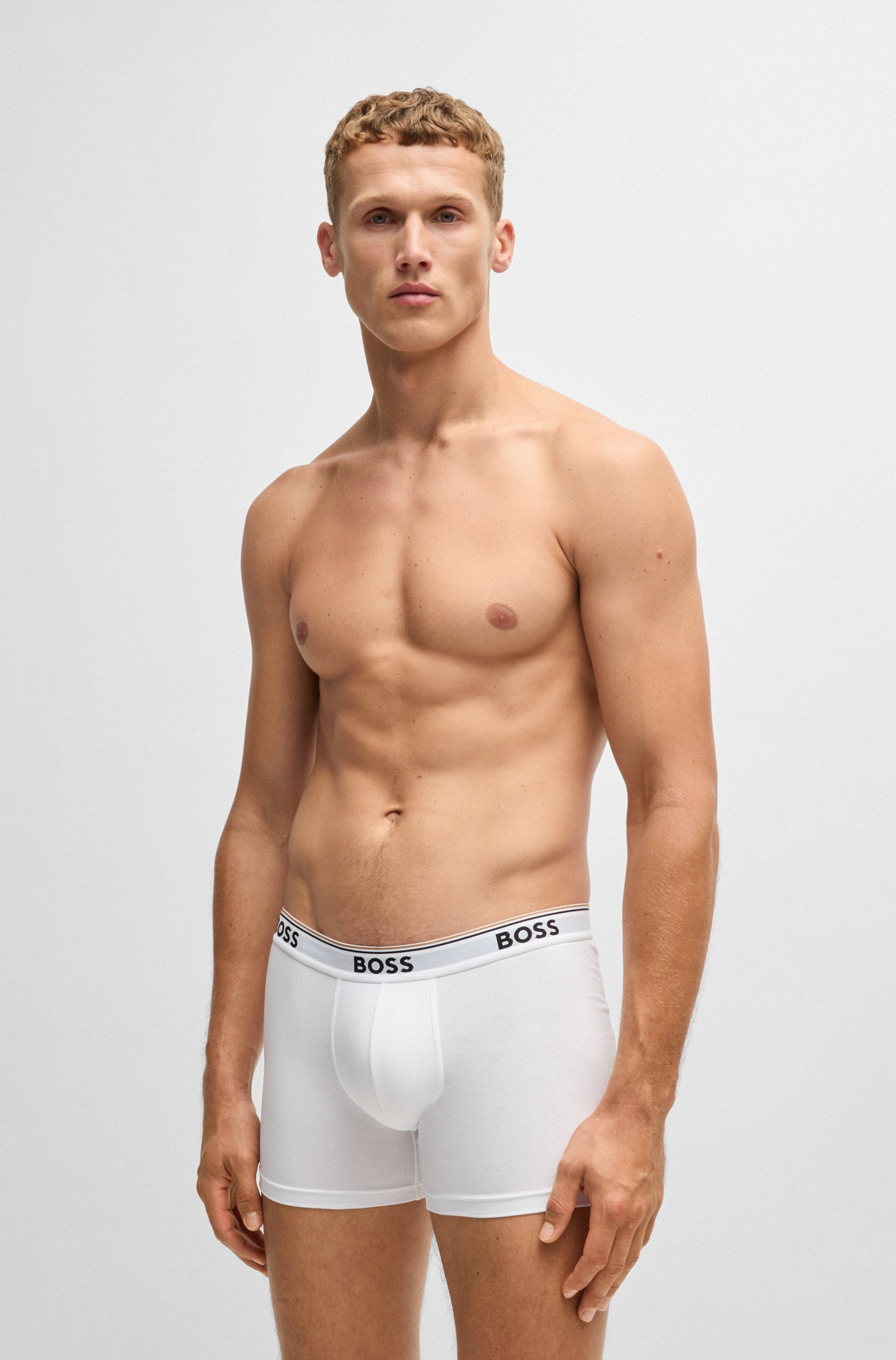 BOSS Langer Boxer »Boxer Brief 3P«, (Packung, 3er-Pack), mit farblich passendem Webbund