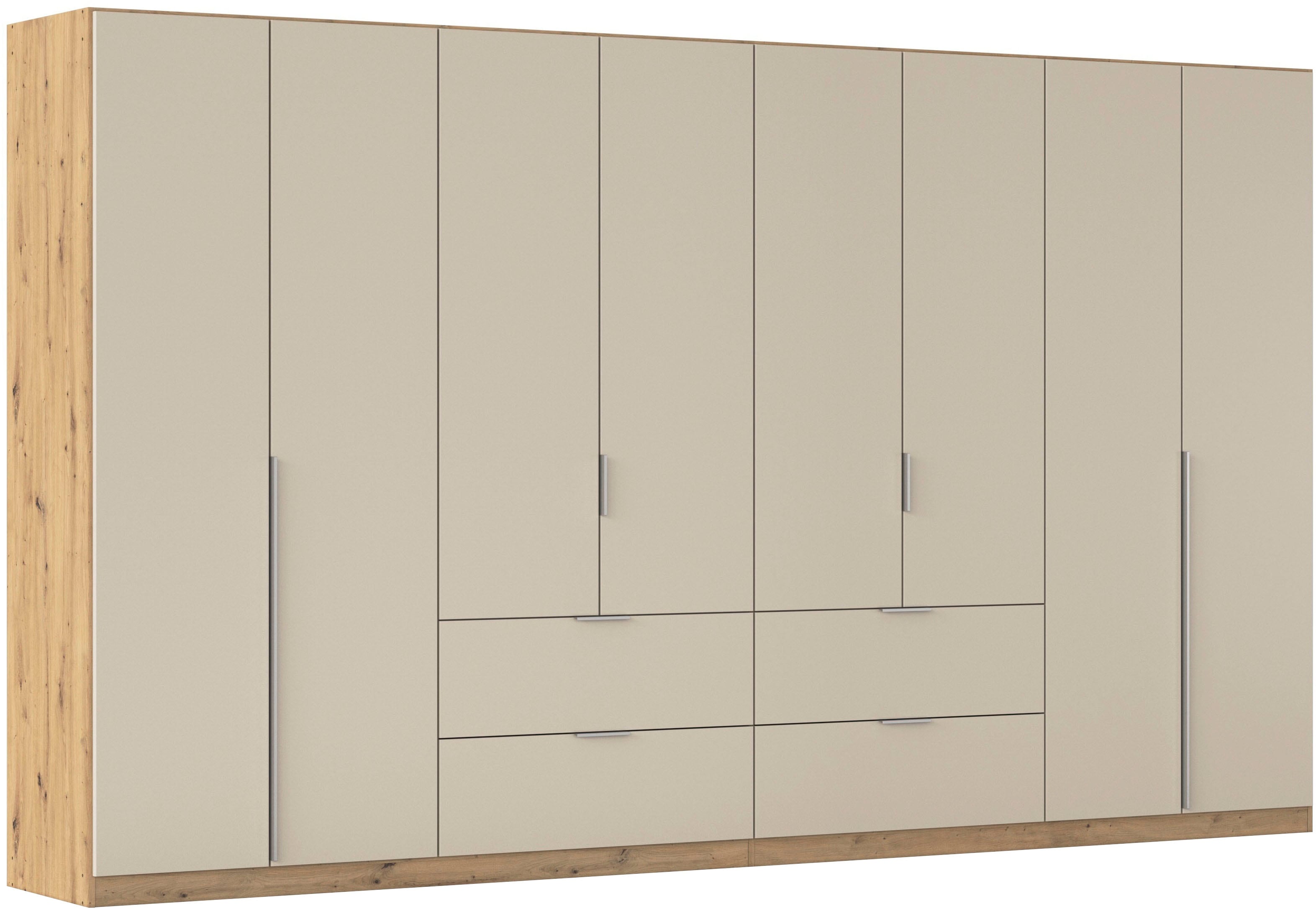 OTTO home Drehtürenschrank "Kleiderschrank Schrank Garderobe AGORDO mit Dekor- oder Hochglanzfront" in zwei Griff-Farben, Breite 360 cm, mit Außenschubkästen, Serie in 7 Breiten und 2 Höhen MADE IN GERMANY