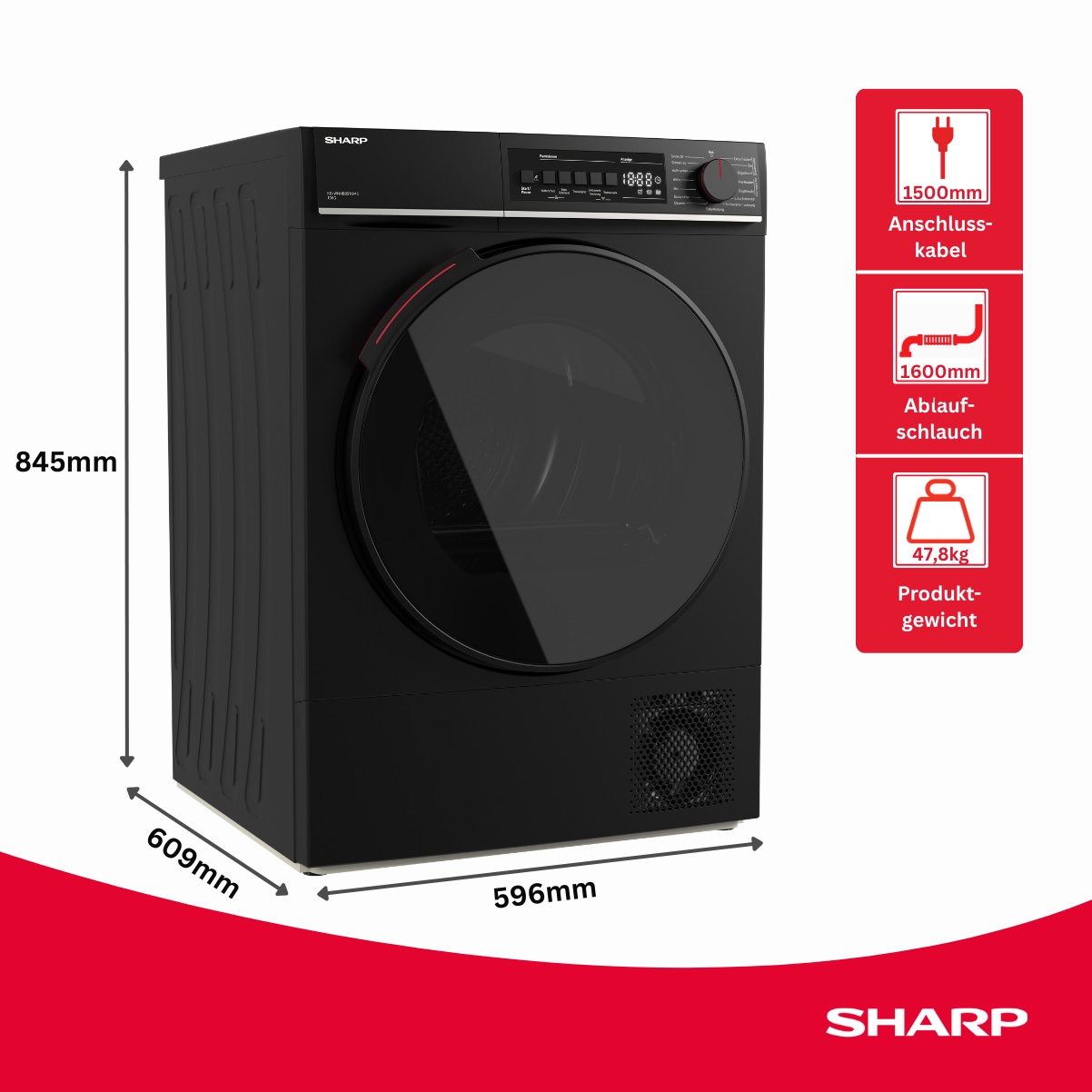 Sharp Wärmepumpentrockner »KD-WNHB0S9GMC-DE« WiFi & VeeZy App für smarte Steuerung per Smartphone