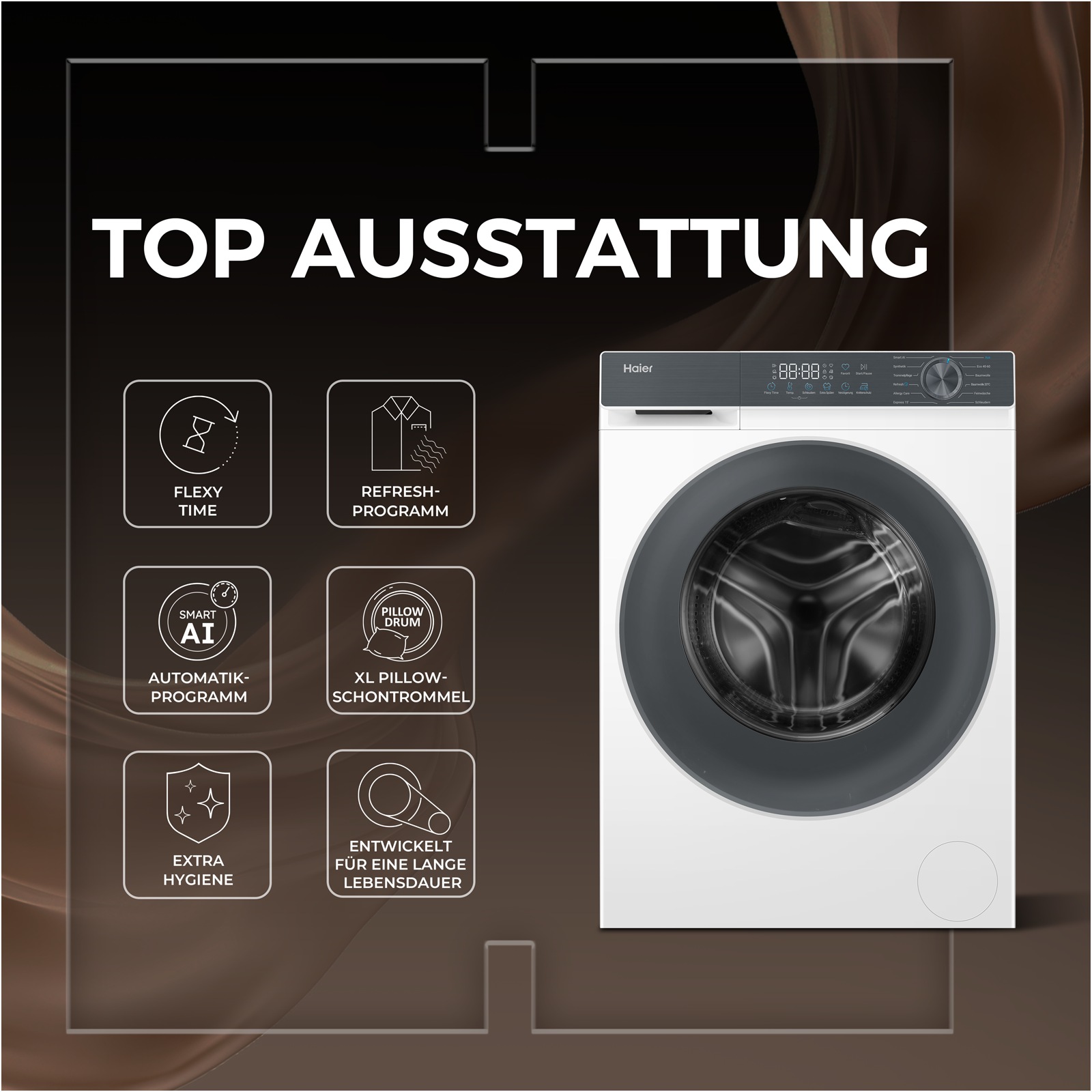 Haier Waschmaschine »HW80-BP1426637T« 8 kg 1400 U/min Smart AI Automatikprogramm