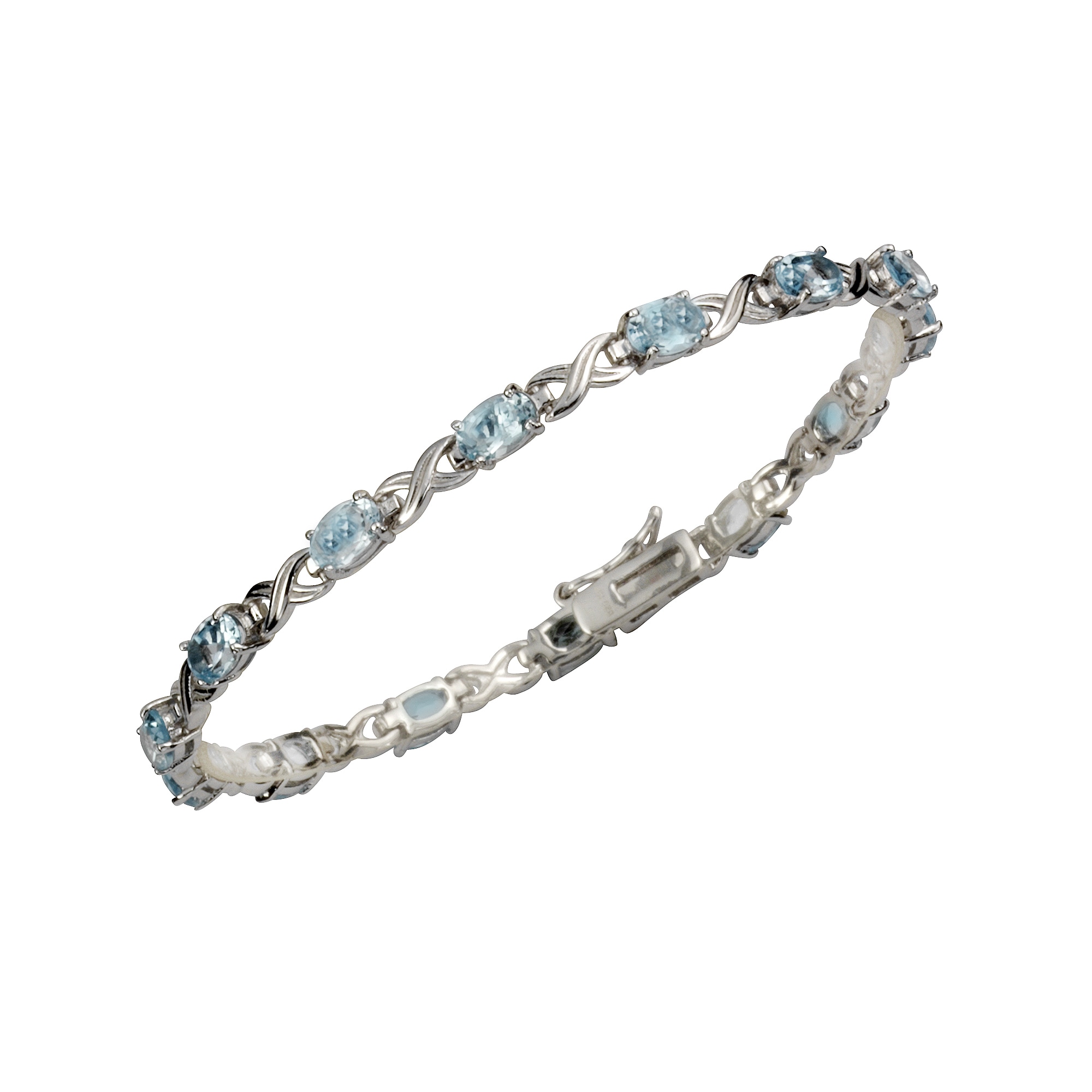 Armband »Silber 925 rhodiniert 19cm lang mit 14x Blautopas (beh.)«