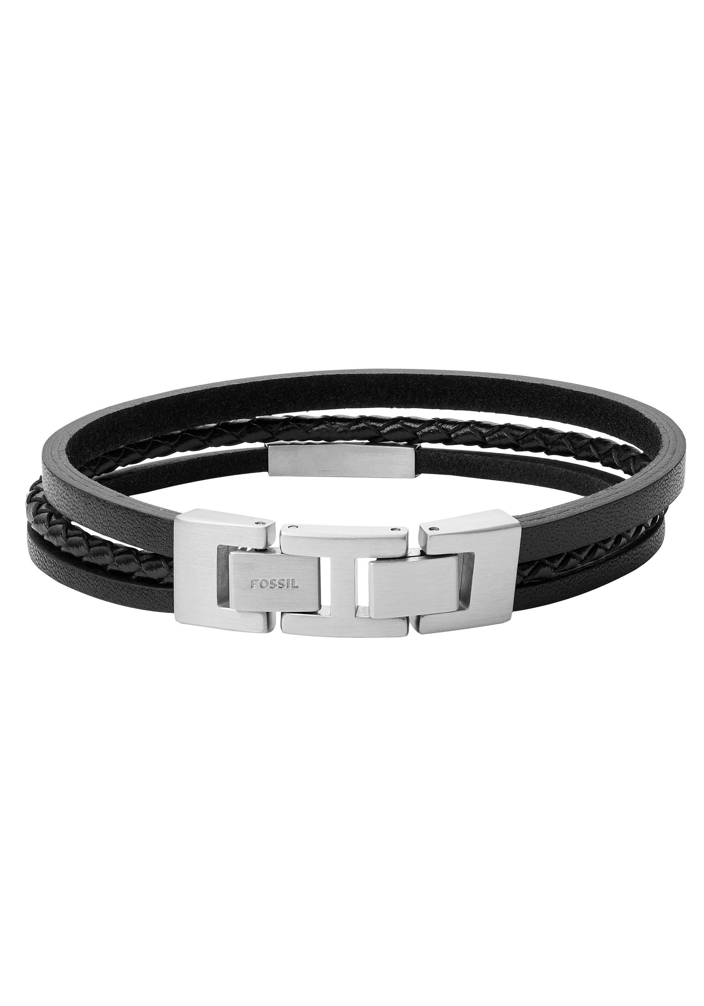 Jacques Charrel Armband »mittig mit Edelstahl« Leder BAUR schwarz, | bestellen Edelstahlösen