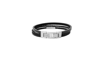 Jacques Charrel Armband »mittig mit Edelstahlösen, Leder schwarz, Edelstahl«  bestellen | BAUR