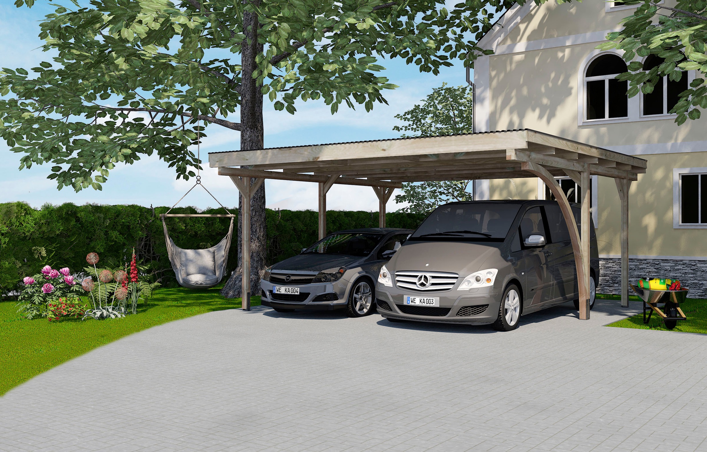 Weka Doppelcarport '616 A' kesseldruckimprägniert 500 x 500 cm