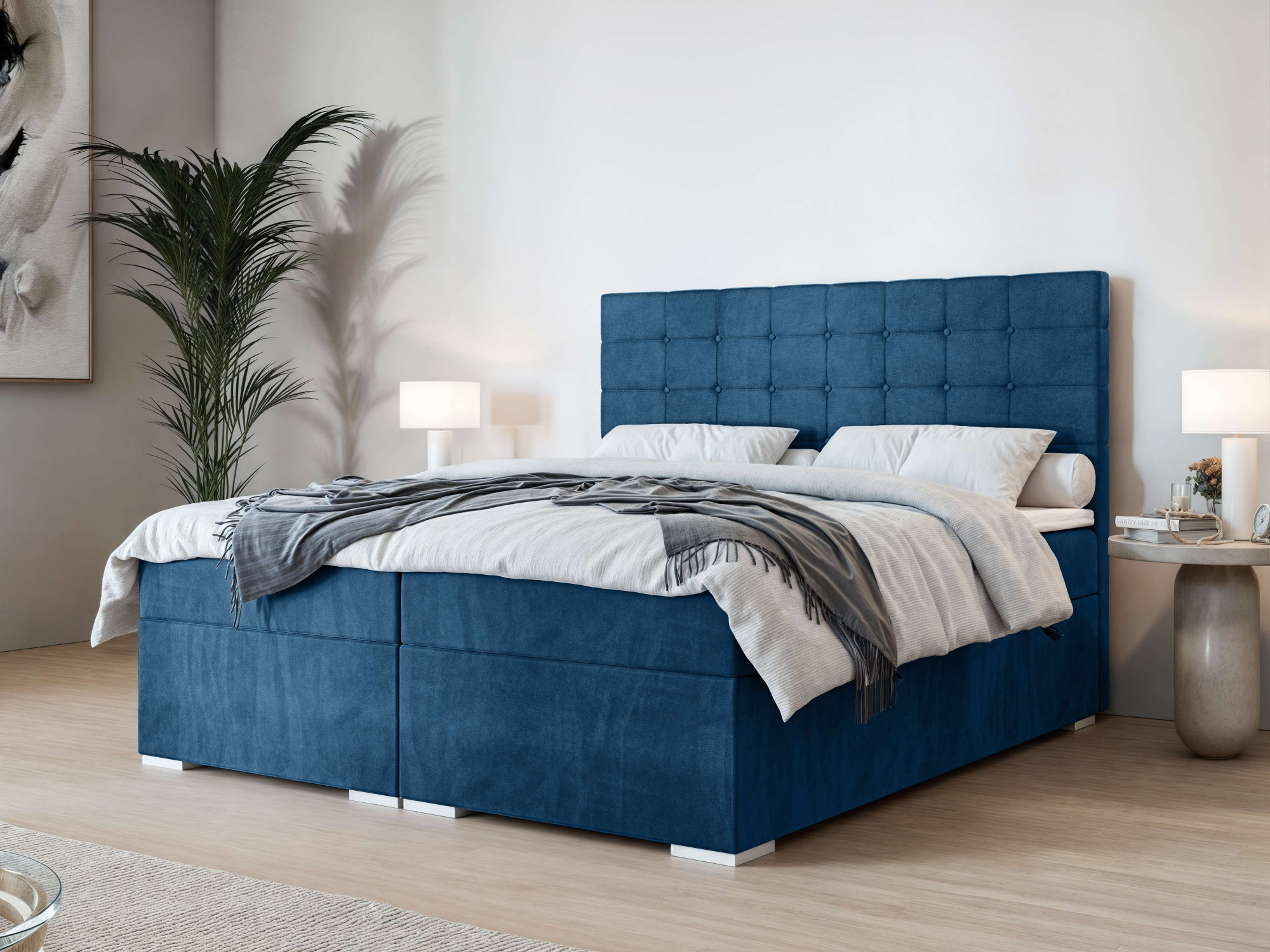 Home affaire "Semla mit Matratze und Topper, in 3 Breiten (140, 160 und 180 cm)" Boxspringbett mit Kopfteil, Bettkasten, Matratze (BFK/TFK) und Topper