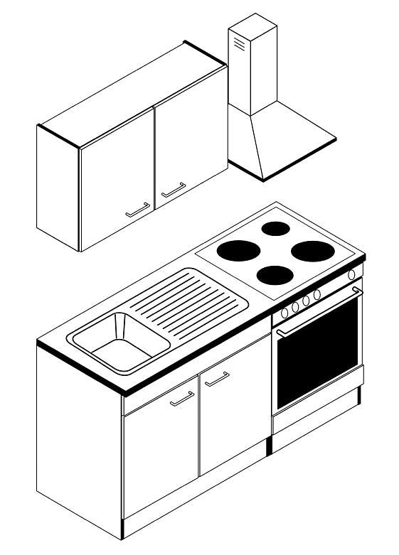 HELD MÖBEL Küchenzeile »Athen«, mit E-Geräten, Breite 160 cm