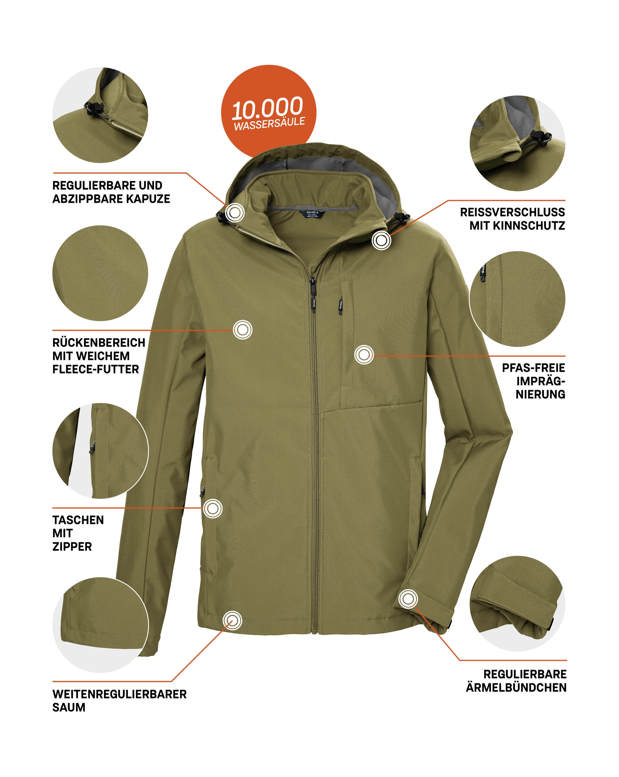 Killtec Softshelljacke »KOS 103 MN SFTSHLL JCKT«, Atmungsaktive, wind- und wasserabweisende Softshelljacke, PFAS-frei