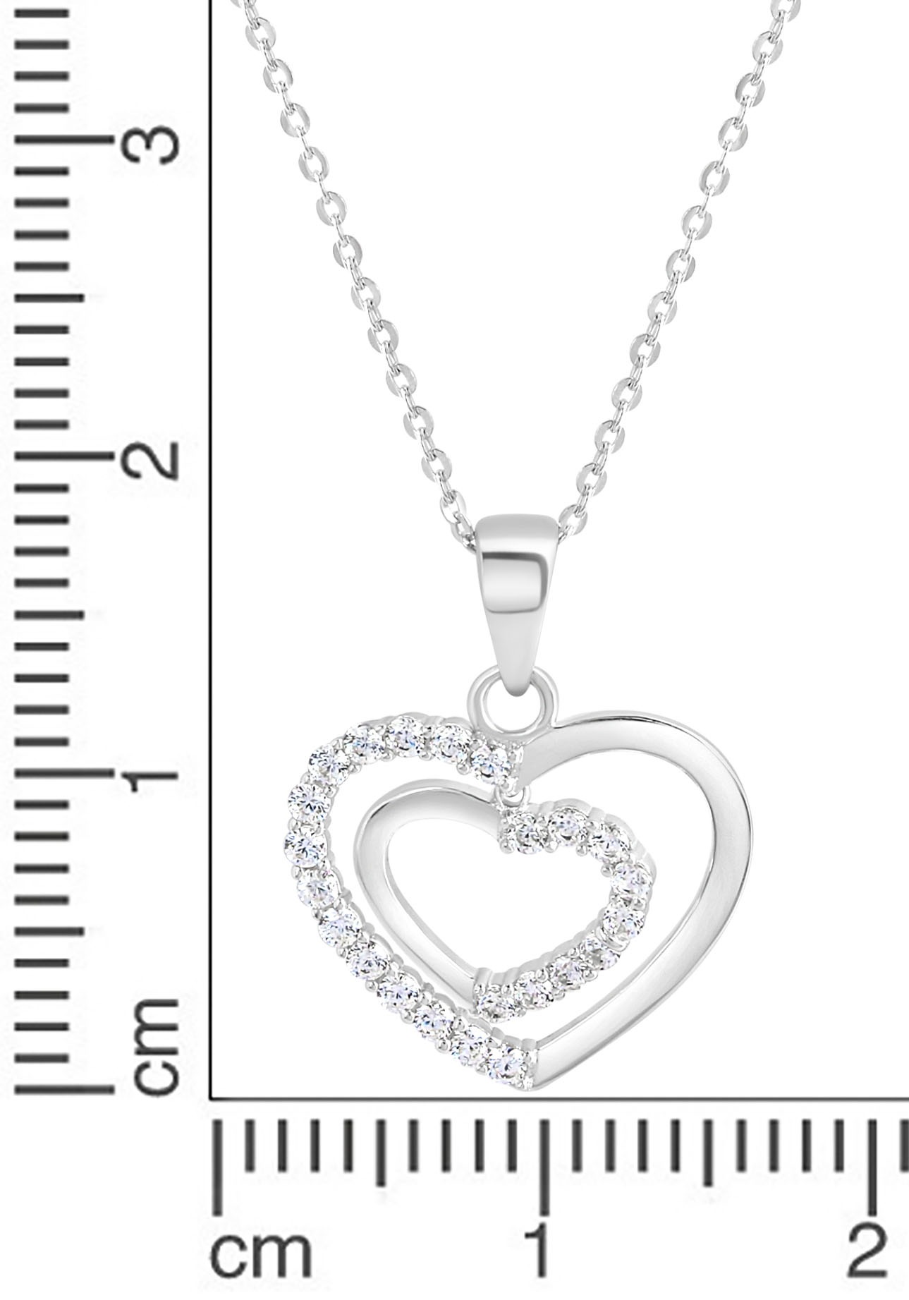 Firetti Kette mit Anhänger »Schmuck Geschenk Silber 925 Halsschmuck Halskette Ankerkette Herz«, mit Zirkonia (synth.)