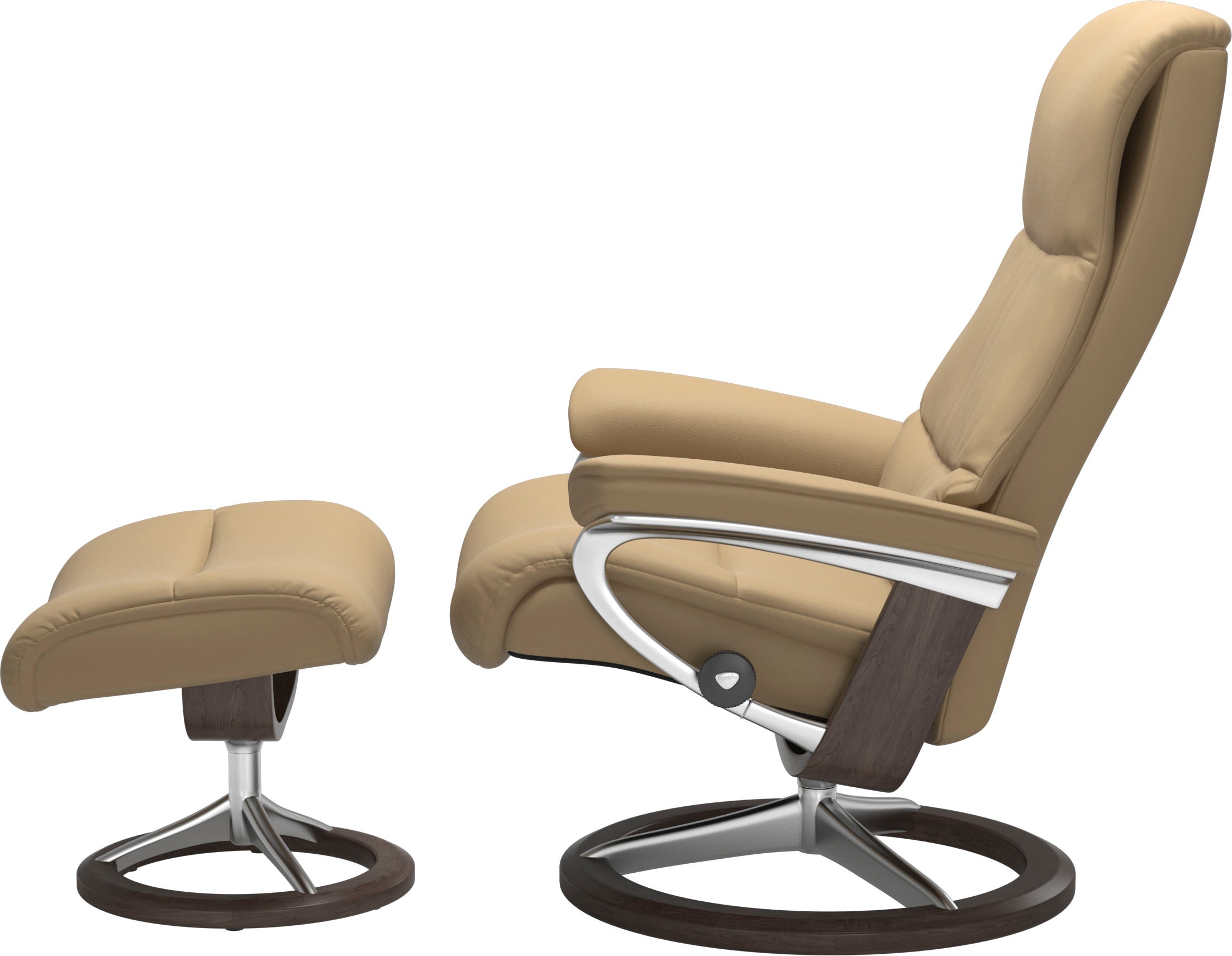 Stressless® Relaxsessel »View«, (Set, Relaxsessel mit Hocker), mit Signature Base, Größe S,Gestell Wenge