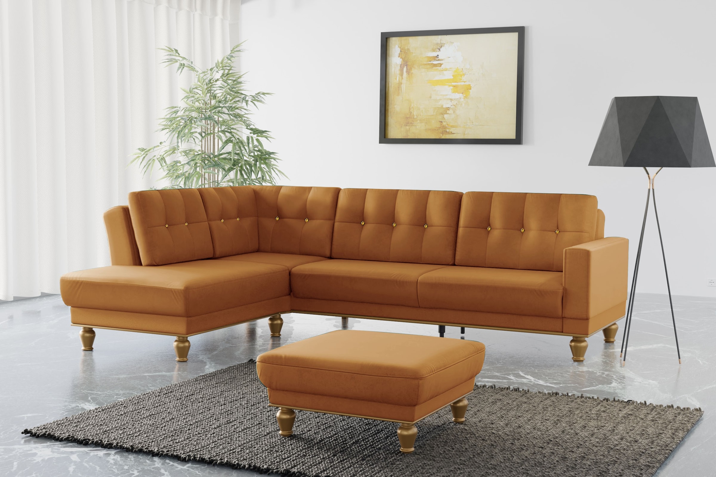 sit&more Ecksofa "Orient 5 V L-Form", mit Strass-Stein, wahlweise mit Bettf günstig online kaufen