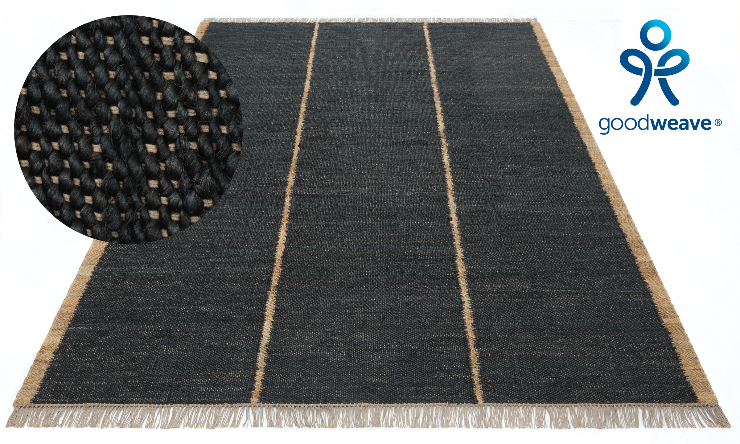 Teppich "Lenia, handgewebt, Jute", schwarz, B:200cm H:10mm L:300cm, Jute, LEGER HOME BY LENA GERCKE, Teppiche, Teppich, mit Fransen, Teppich, Wohnzimmer, Schlafzimmer, Esszimmer 3