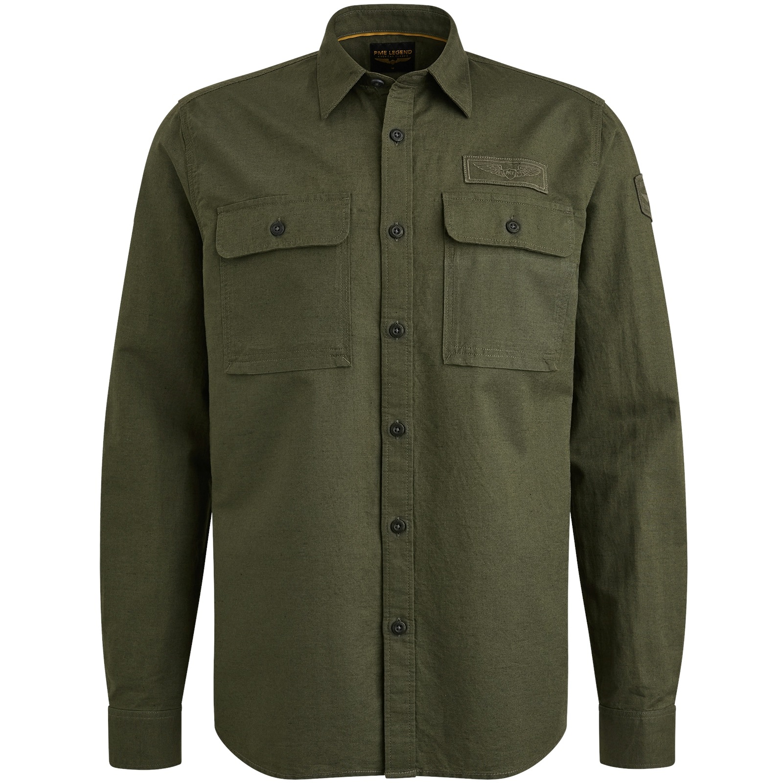 PME LEGEND Langarmhemd »Long Sleeve Shirt Cotton/linen«, mit Brusttaschen und mit Leinen