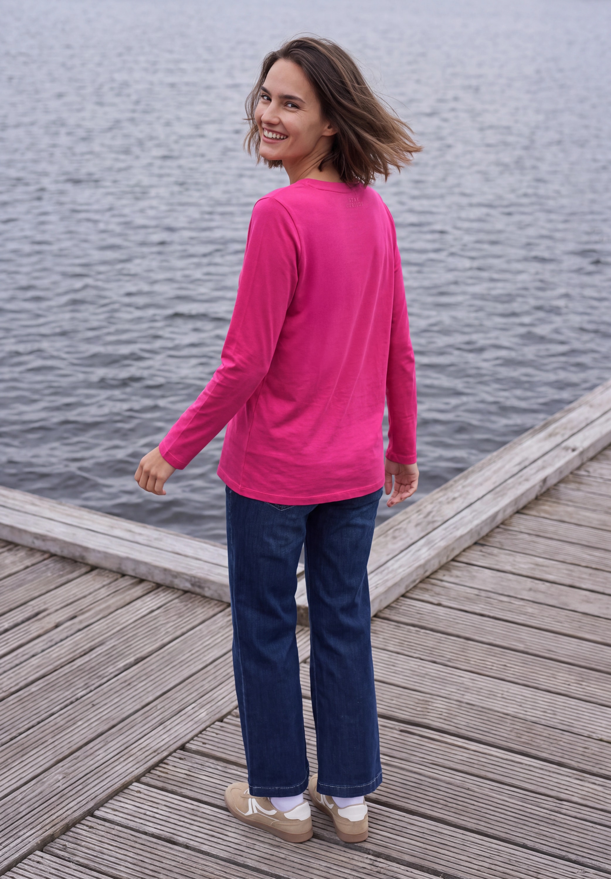 Cecil T-Shirt mit Split Neck im Tunika-Look