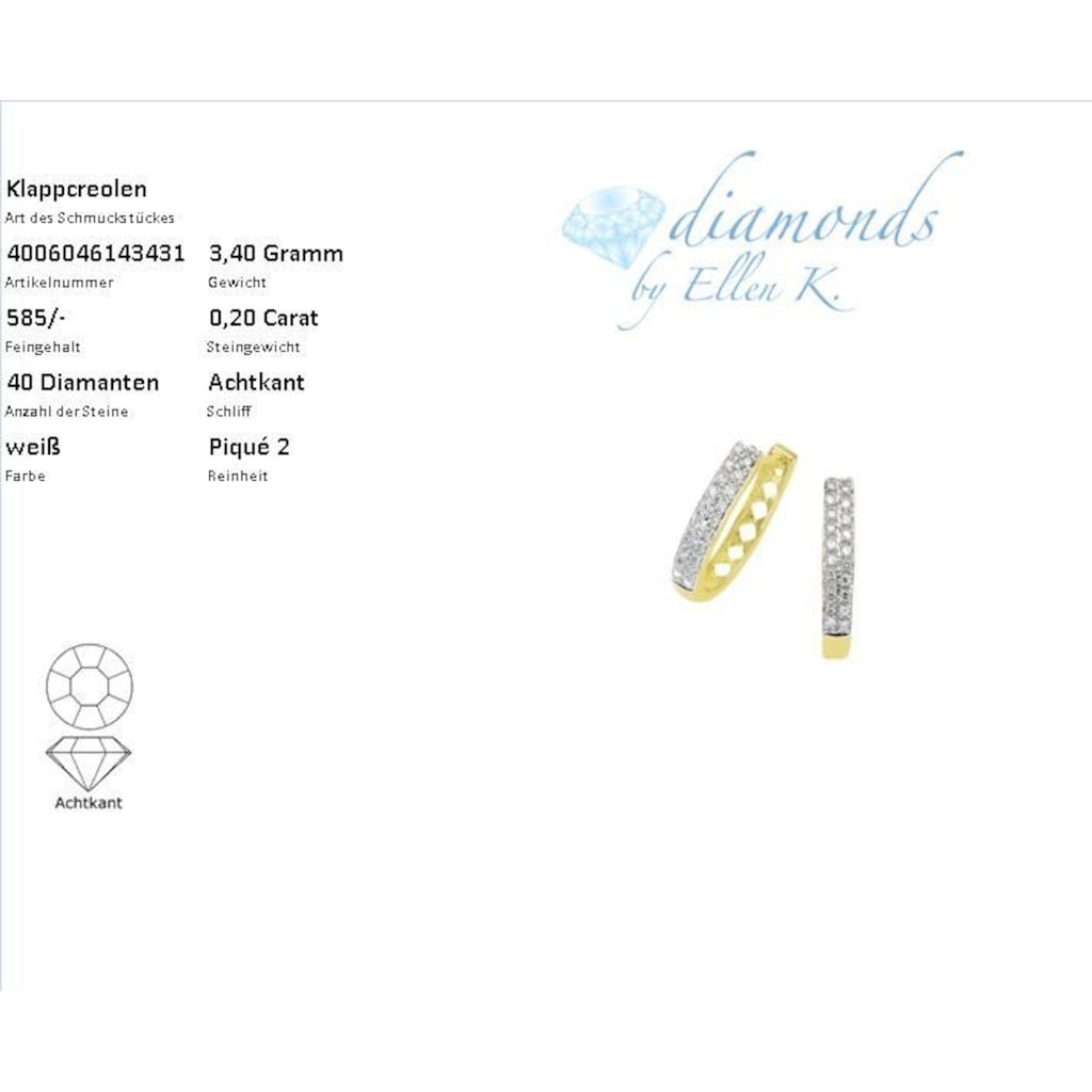 Diamonds by Ellen K. Paar Creolen »585 Gelbgold Diamant 0,20ct.«