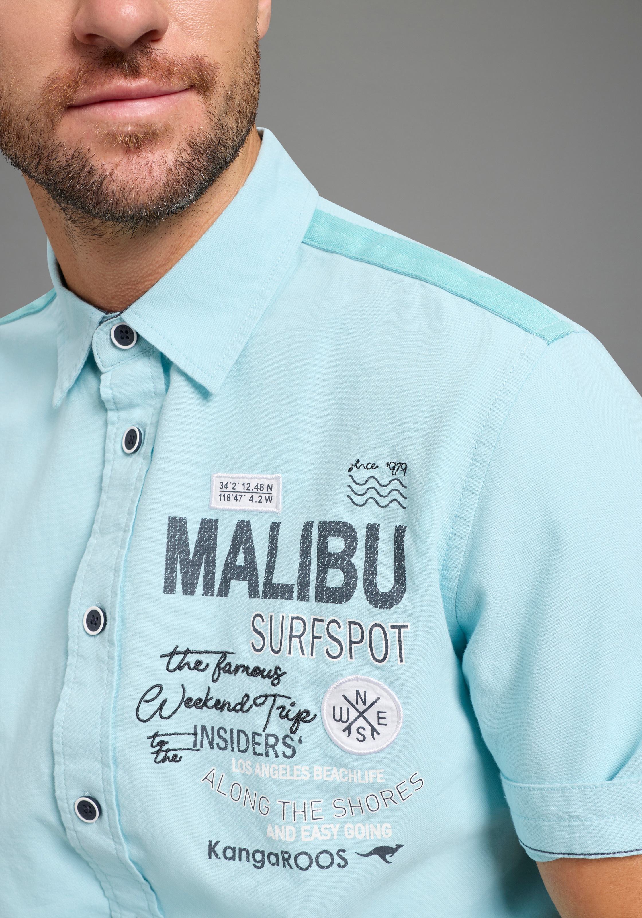 KangaROOS Herren Kurzarmhemd Aqua Größe XL 2