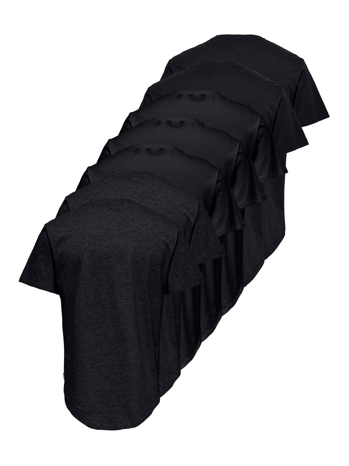 ONLY & SONS Rundhalsshirt "ONSMATT LONGY SS TEE 7-PACK" Packung, 7 Baumwolle, relaxed fit, lang geschnitten