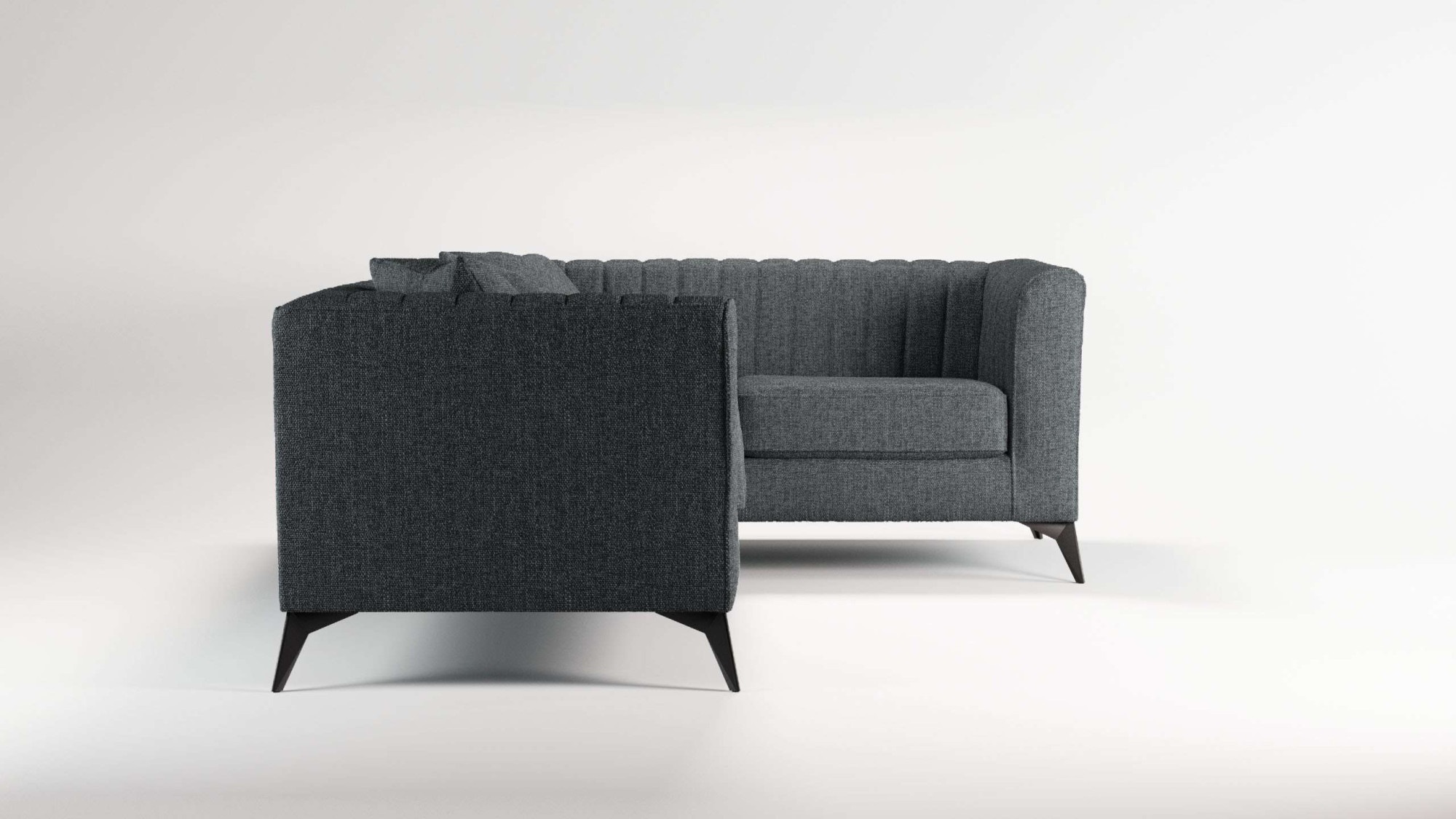 Places of Style Ecksofa »MATTHEW L-Form ideal für kleine Räume, Maße B/T/H: 240/167/74 cm«, elegantes Designsofa, Steppung im Rücken, incl. Zierkissen