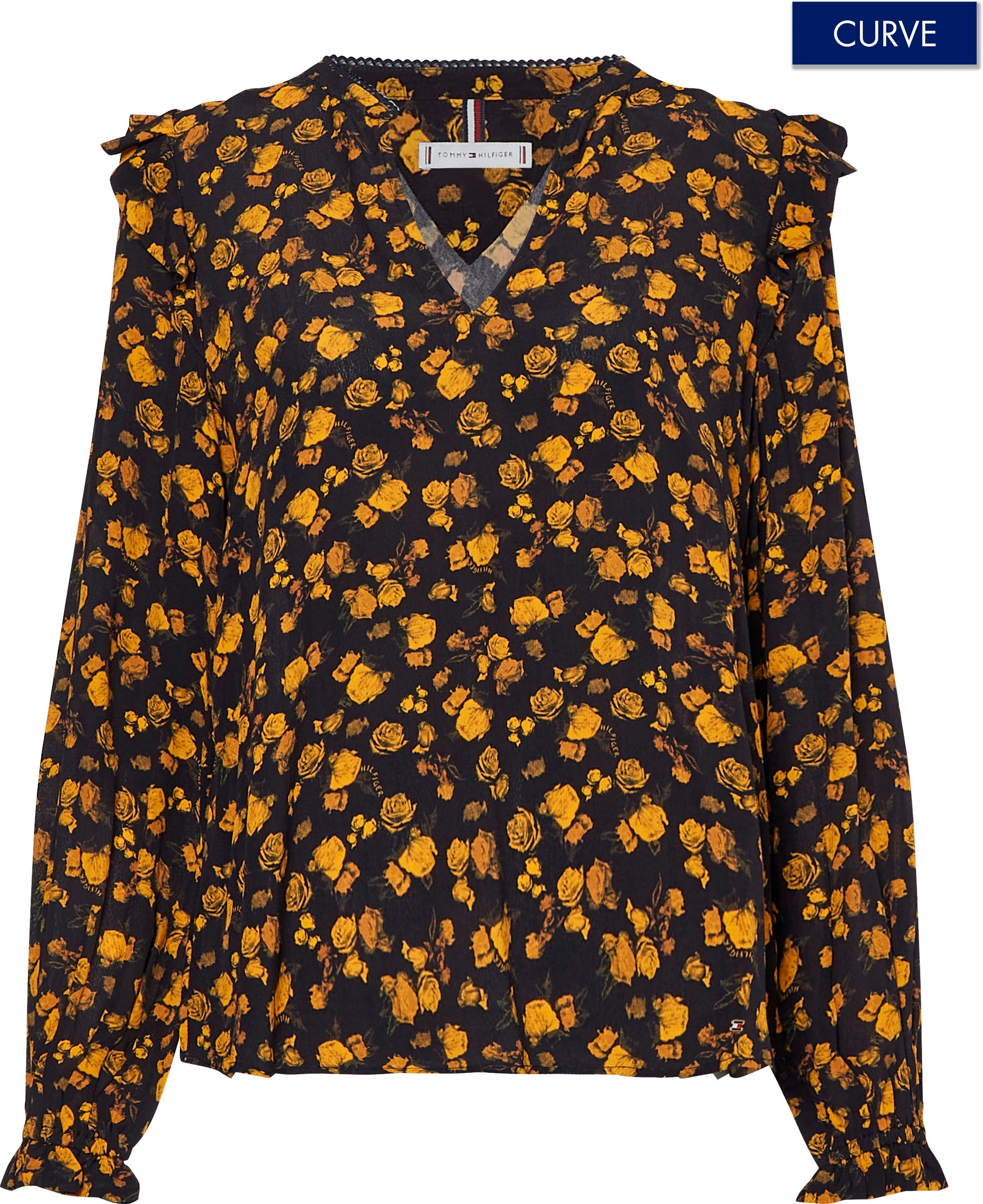 Tommy Hilfiger Curve Rüschenbluse »CRV MOSS CREPE ROSE BLOUSE LS«, mit hochwertige... kaufen
