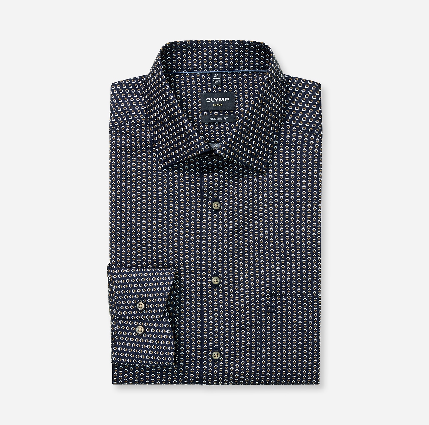 OLYMP Langarmhemd »Luxor« graphisches Muster, modern fit, Businesshemd, New-Kentkragen