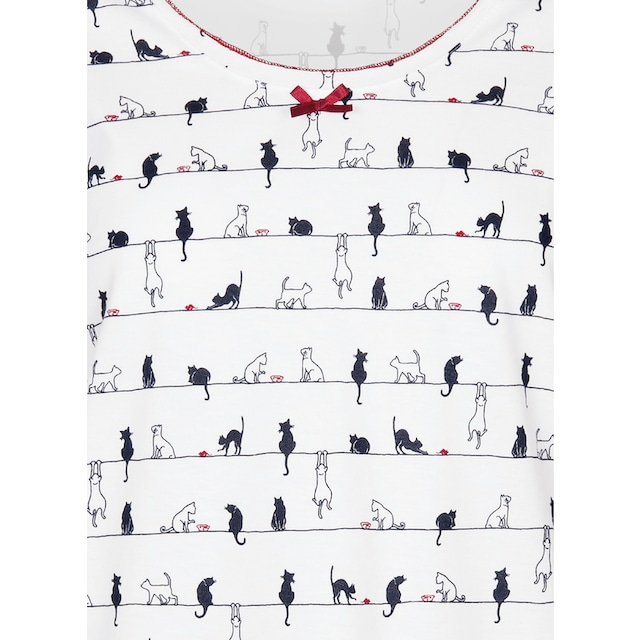 Trigema Nachthemd »TRIGEMA 3/4 Arm Nachthemd mit Katzenmotiv« kaufen | BAUR