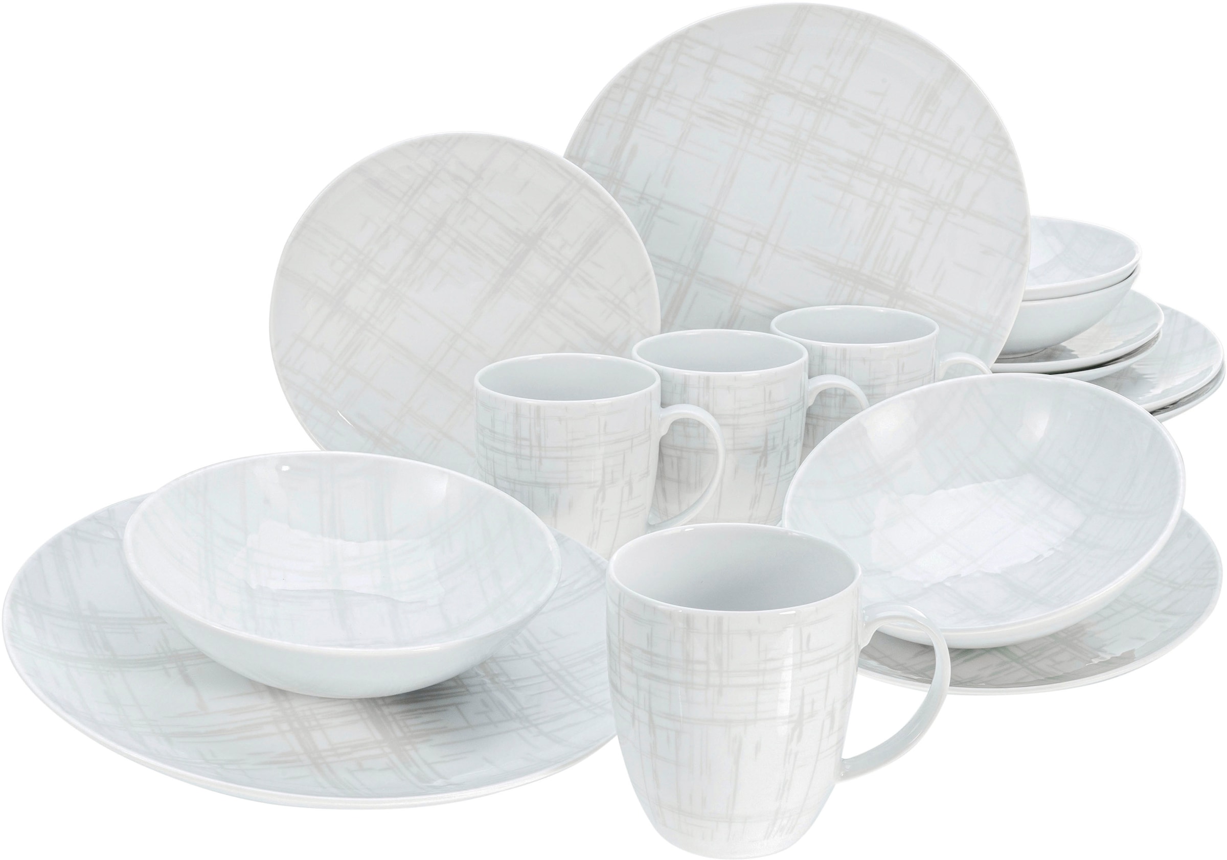 CreaTable Kombiservice »Geschirr-Set für 4 Teile | tlg., (Set, 16 Personen), Shabby Set, Tafelservice BAUR 16 4 Personen weiß, Home Chic«, Kaffeeservice Service, Vintage-Look, für und zeitlos, Used-und - im