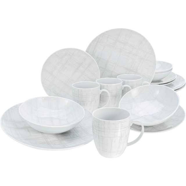 CreaTable Kombiservice »Geschirr-Set Home - Shabby Chic«, (Set, 16 tlg.,  Kaffeeservice und Tafelservice im Set, für 4 Personen), Service, weiß,  Used-und Vintage-Look, zeitlos, 16 Teile für 4 Personen | BAUR