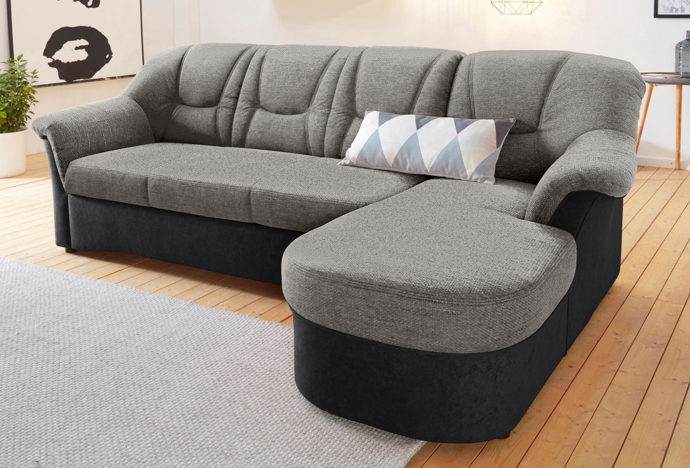 DOMO collection Ecksofa "SARAFINA 232x146 cm, auch mit Federkern für noch mehr Sitzkomfort" whlw. mit Bettfunktion, L-Form