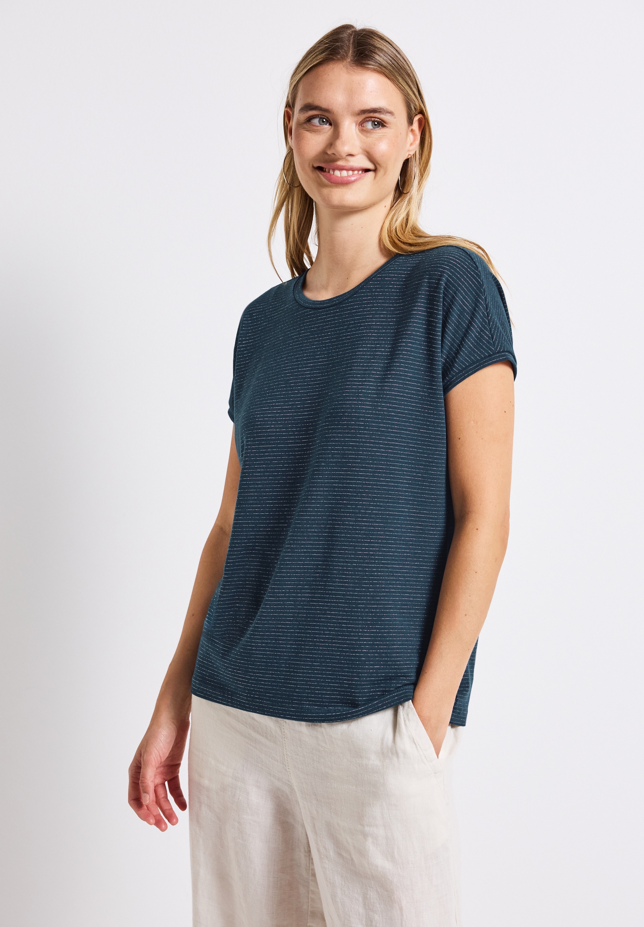 STREET ONE T-Shirt, aus elastischem Materialmix günstig online kaufen