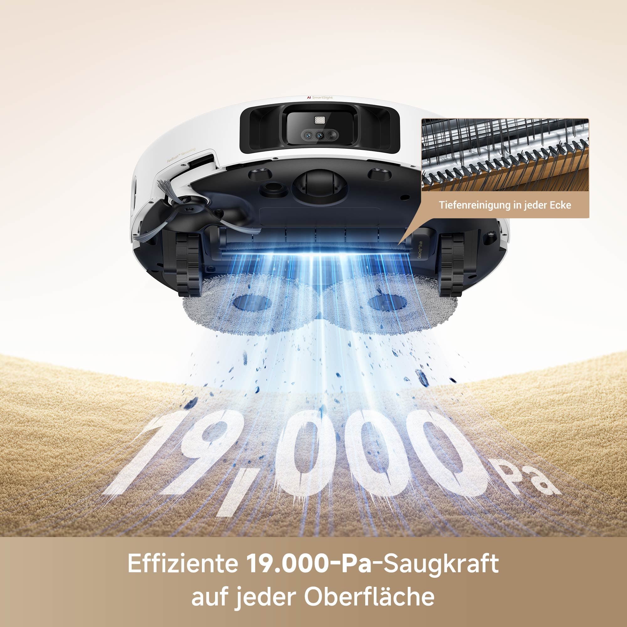 Dreame Saugroboter »Mova P50 Pro Ultra mit Wischfunktion«, 19000Pa Saugkraft, Vollautomatische Basisstation, Reinigung bei 75° C