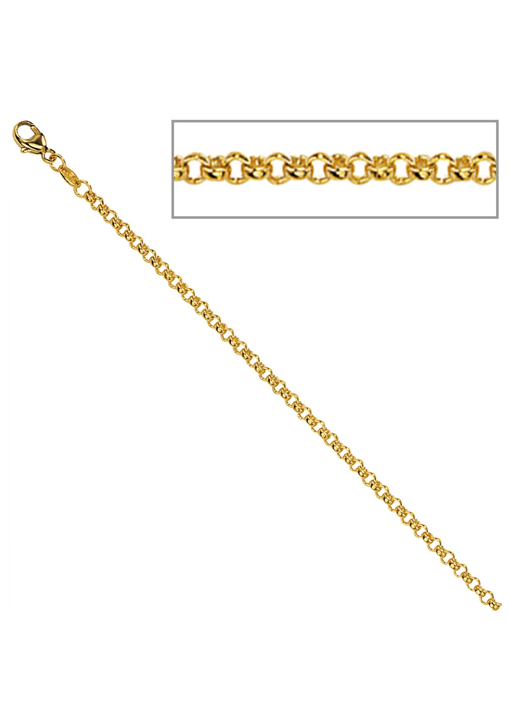 JOBO Goldkette, Erbskette 585 Gold massiv 50 cm 2,5 mm