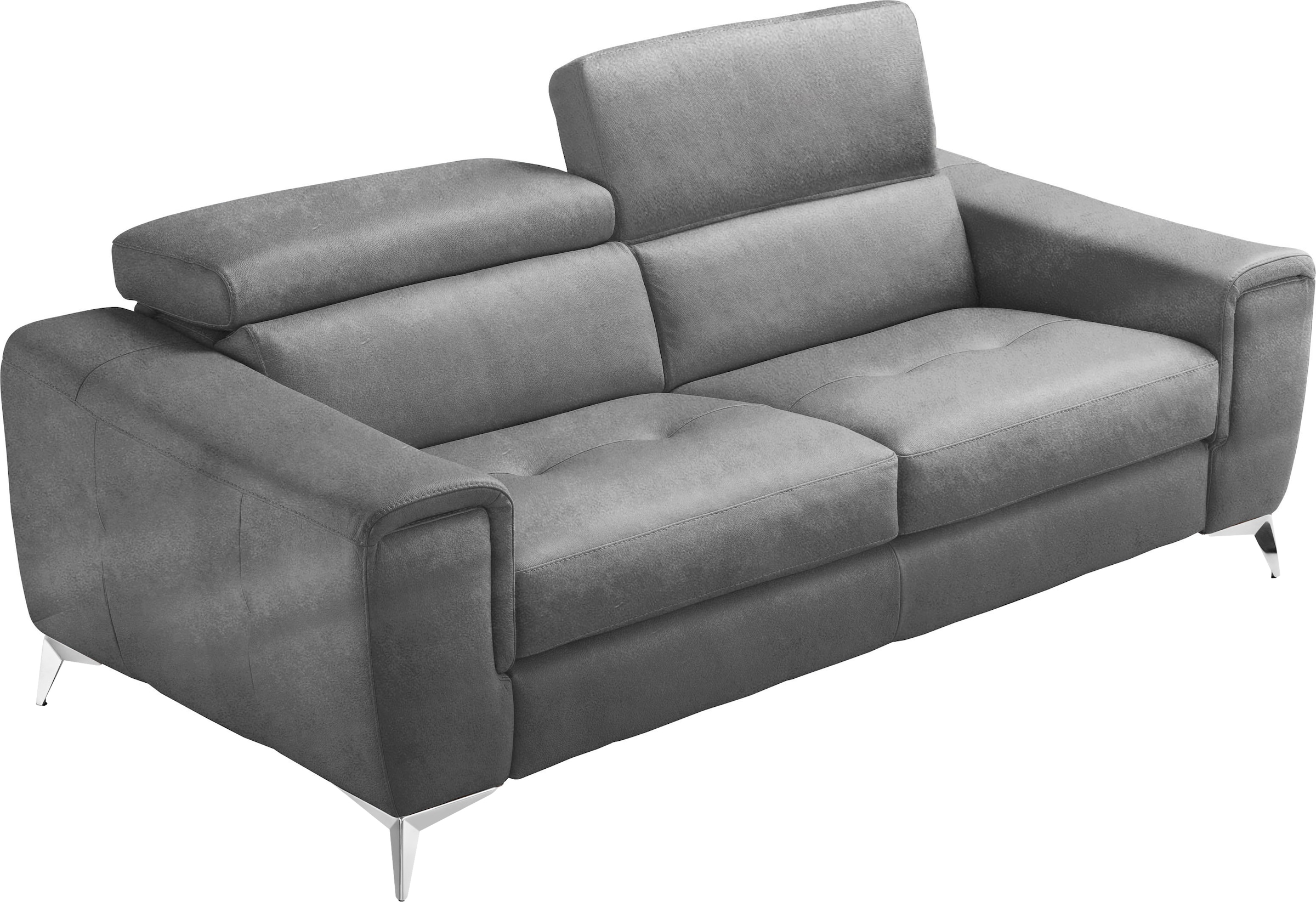 Egoitaliano Schlafsofa "Francine Designsofa, Loungesofa mit Dauerschlaffunktion, Breite 233 cm" Bettfunktion, Luxus-Microfaser Lederoptik, steingrau, Fußfarbe chrom