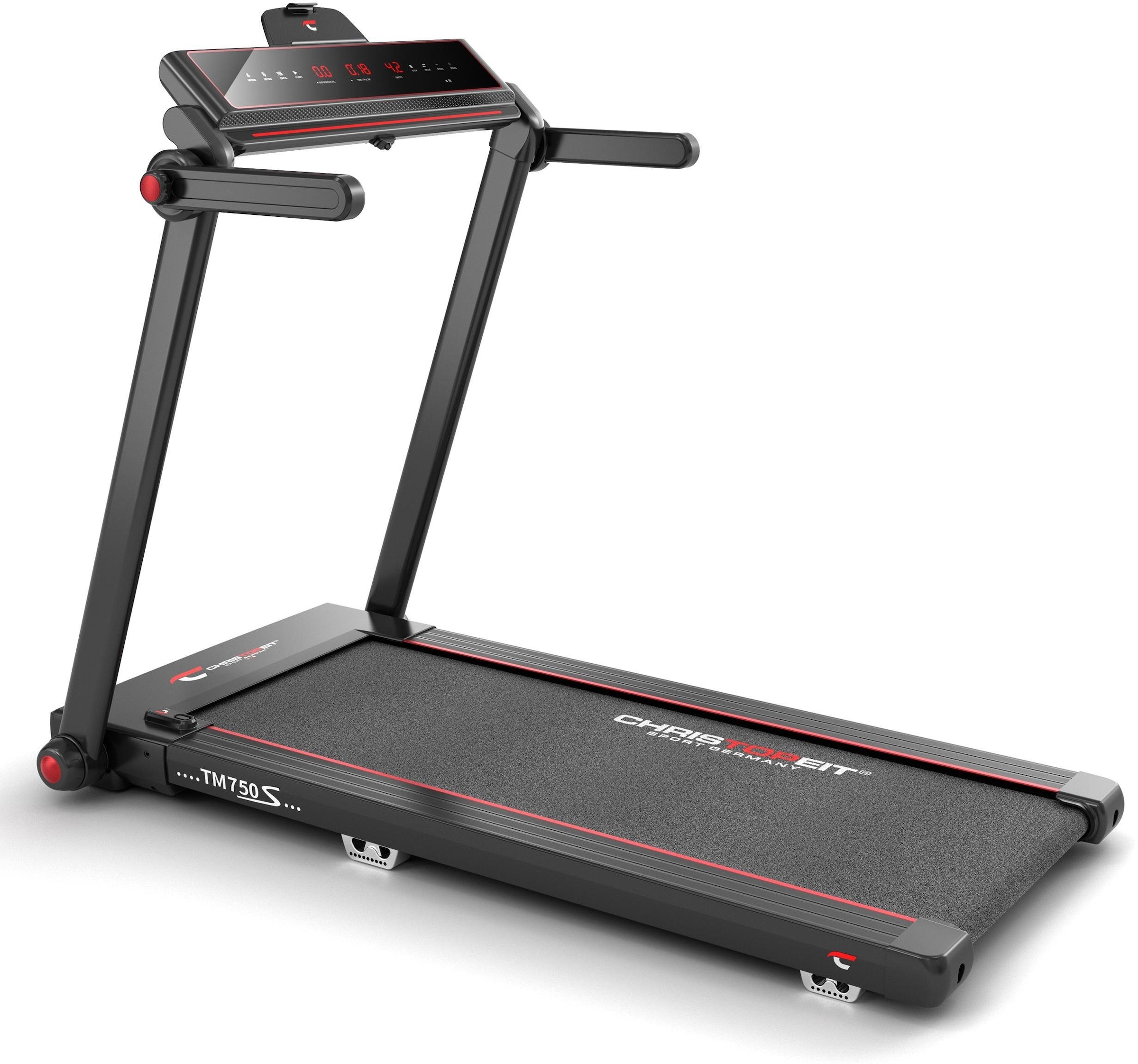 Laufband "TM 750 S (mit/ohne Pulsgurt)", ohne Pulsgurt, schwarz, CHRISTOPEIT SPORT, Laufbänder, bis max. 16 km/h, klappbar, 130 kg max.